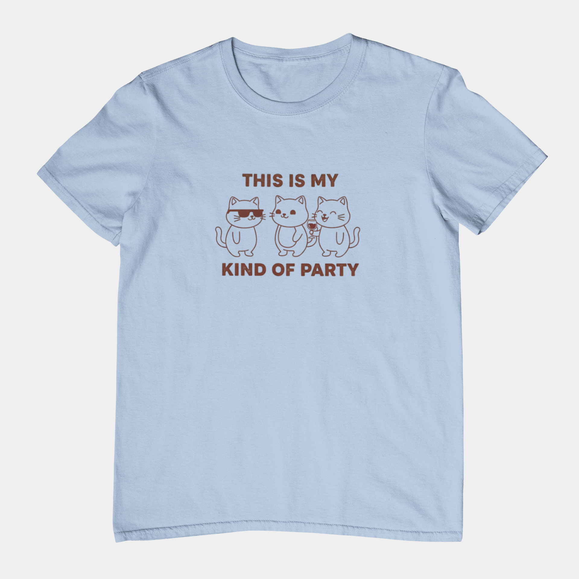 T-Shirt This Is My Kind of Party Cat Shirt – Funny Cartoon Wine T-Shirt