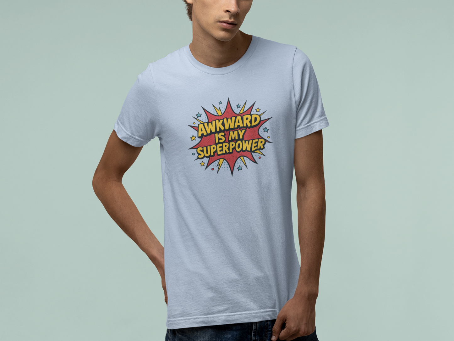T-Shirt AWKWARD IS MY SUPERPOWER Comic Pop Art Introvert Graphic T-Shirt