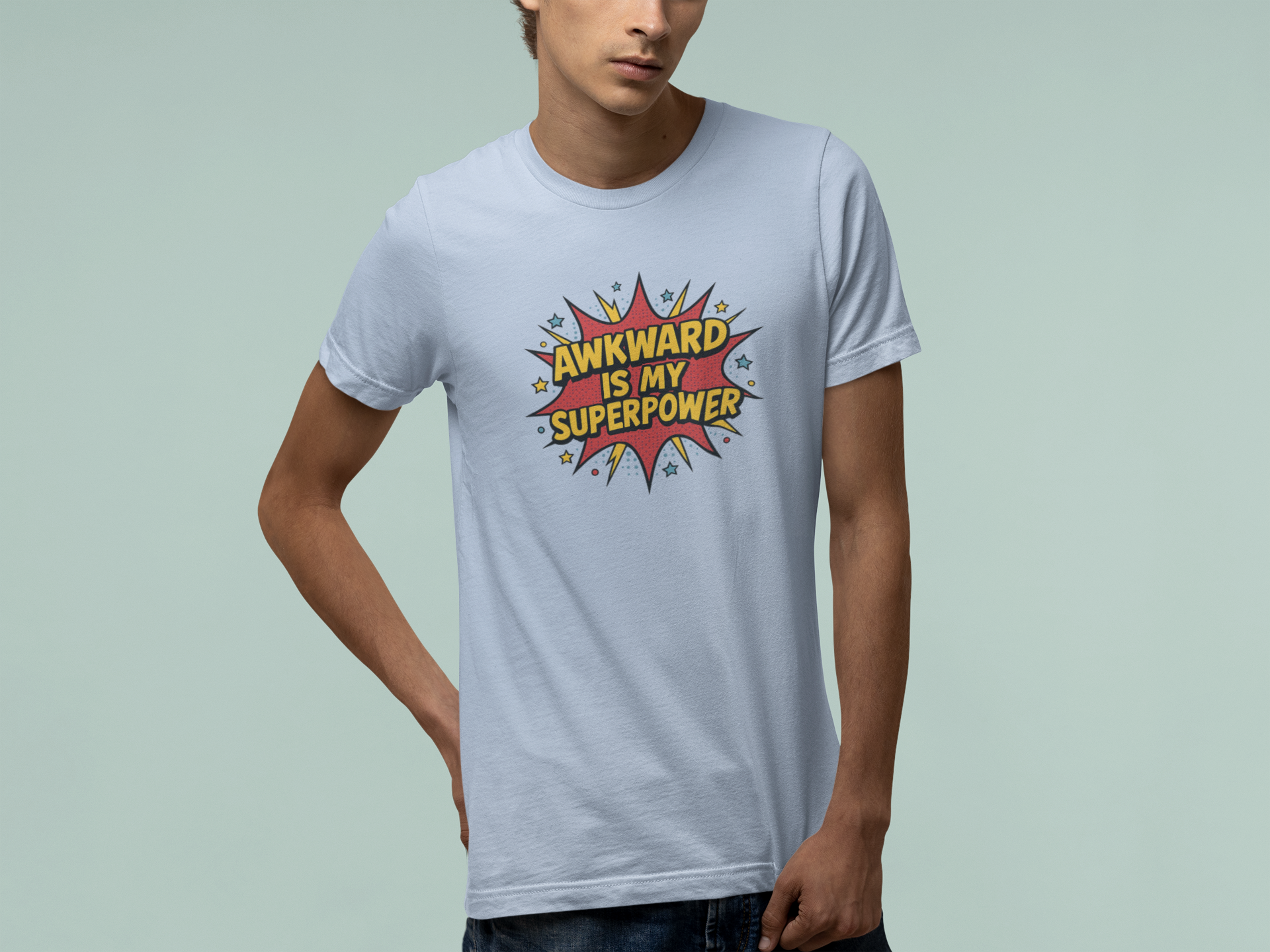 T-Shirt AWKWARD IS MY SUPERPOWER Comic Pop Art Introvert Graphic T-Shirt