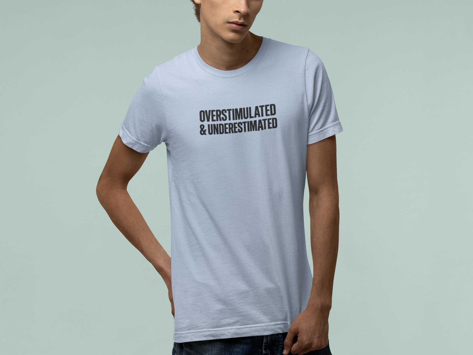 T-Shirt OVERSTIMULATED & UNDERESTIMATED ADHD Minimalist Graphic T-Shirt