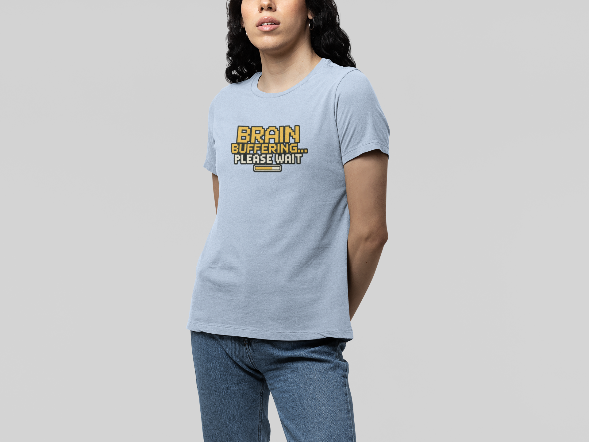 T-Shirt BRAIN BUFFERING Retro Pixel ADHD Loading Screen Graphic T-Shirt