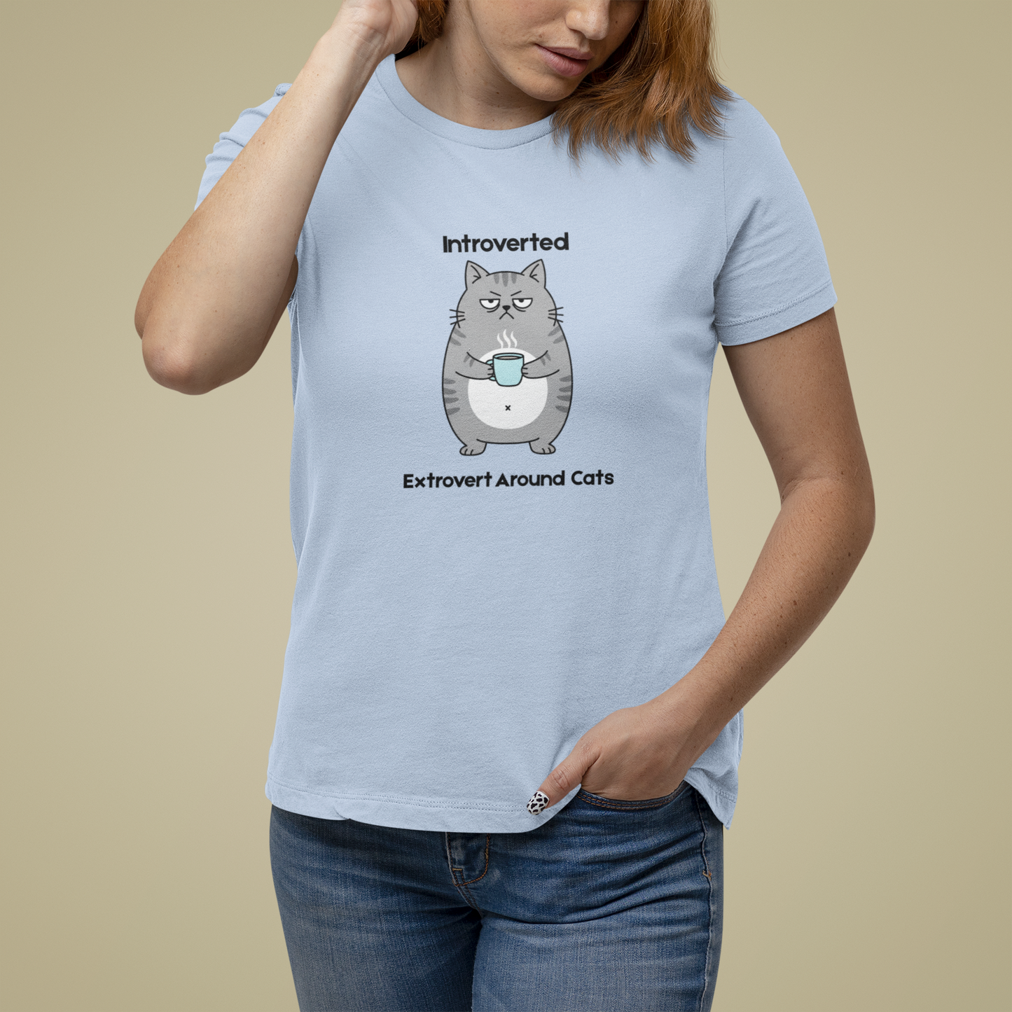 T-Shirt Introverted Extrovert Around Cats Shirt – Funny Cat Lover Tee