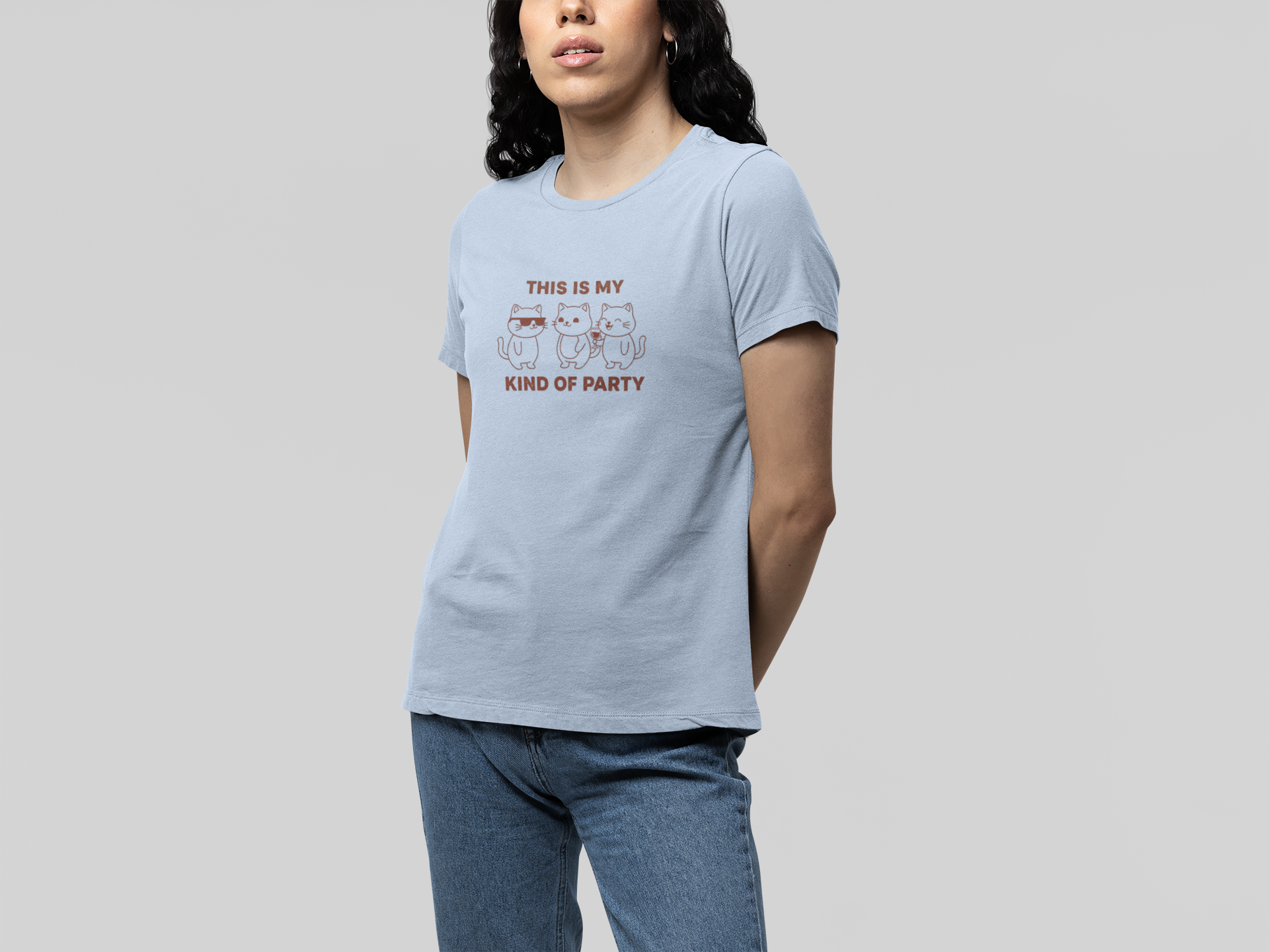 T-Shirt This Is My Kind of Party Cat Shirt – Funny Cartoon Wine T-Shirt