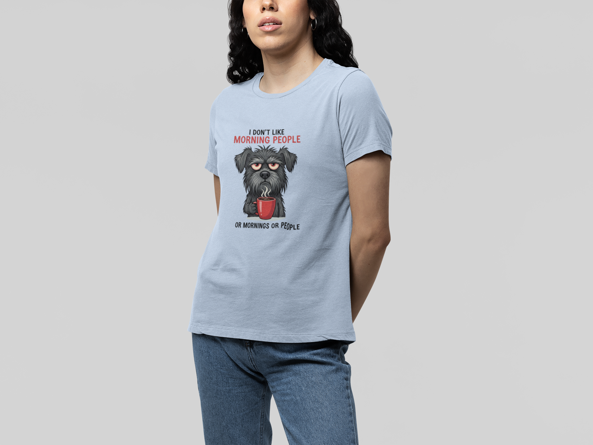 T-Shirt I Don’t Like Morning People Dog Shirt – Funny Coffee T-Shirt