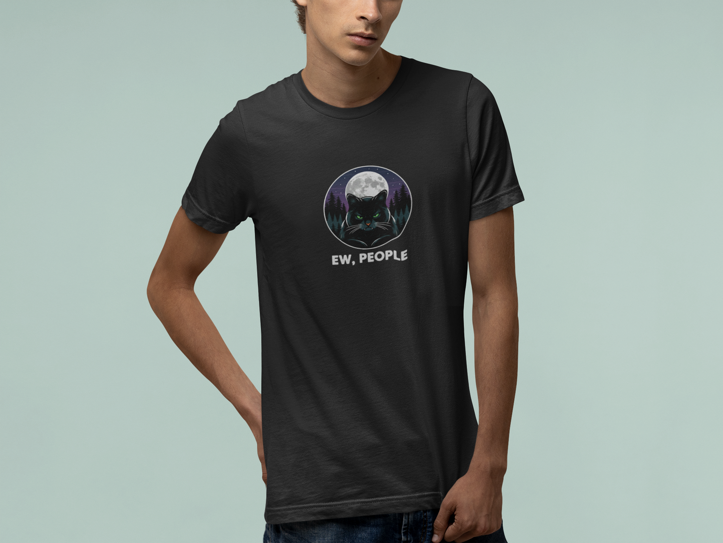 T-Shirt Ew People Cat Shirt – Lunar Night Funny Introvert T-Shirt
