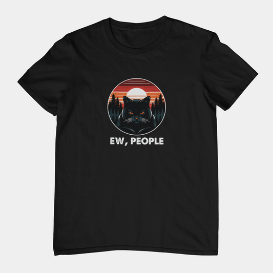 T-Shirt Ew People Cat Shirt – Vintage Sunset Funny Introvert T-Shirt