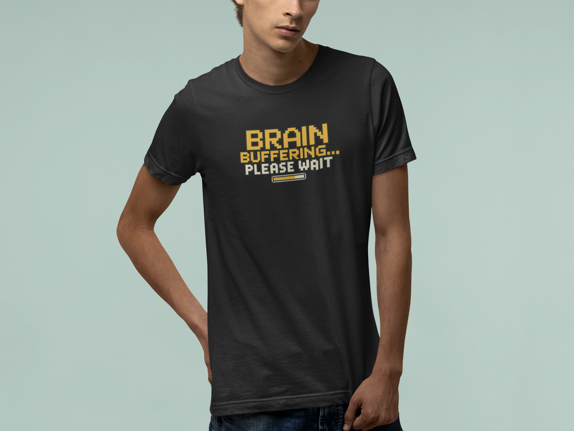 T-Shirt BRAIN BUFFERING Retro Pixel ADHD Loading Screen Graphic T-Shirt