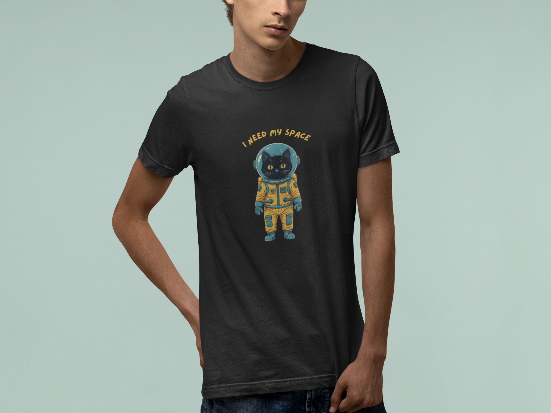 T-Shirt I Need My Space Cat Shirt – Funny Astronaut Cat Graphic Tee