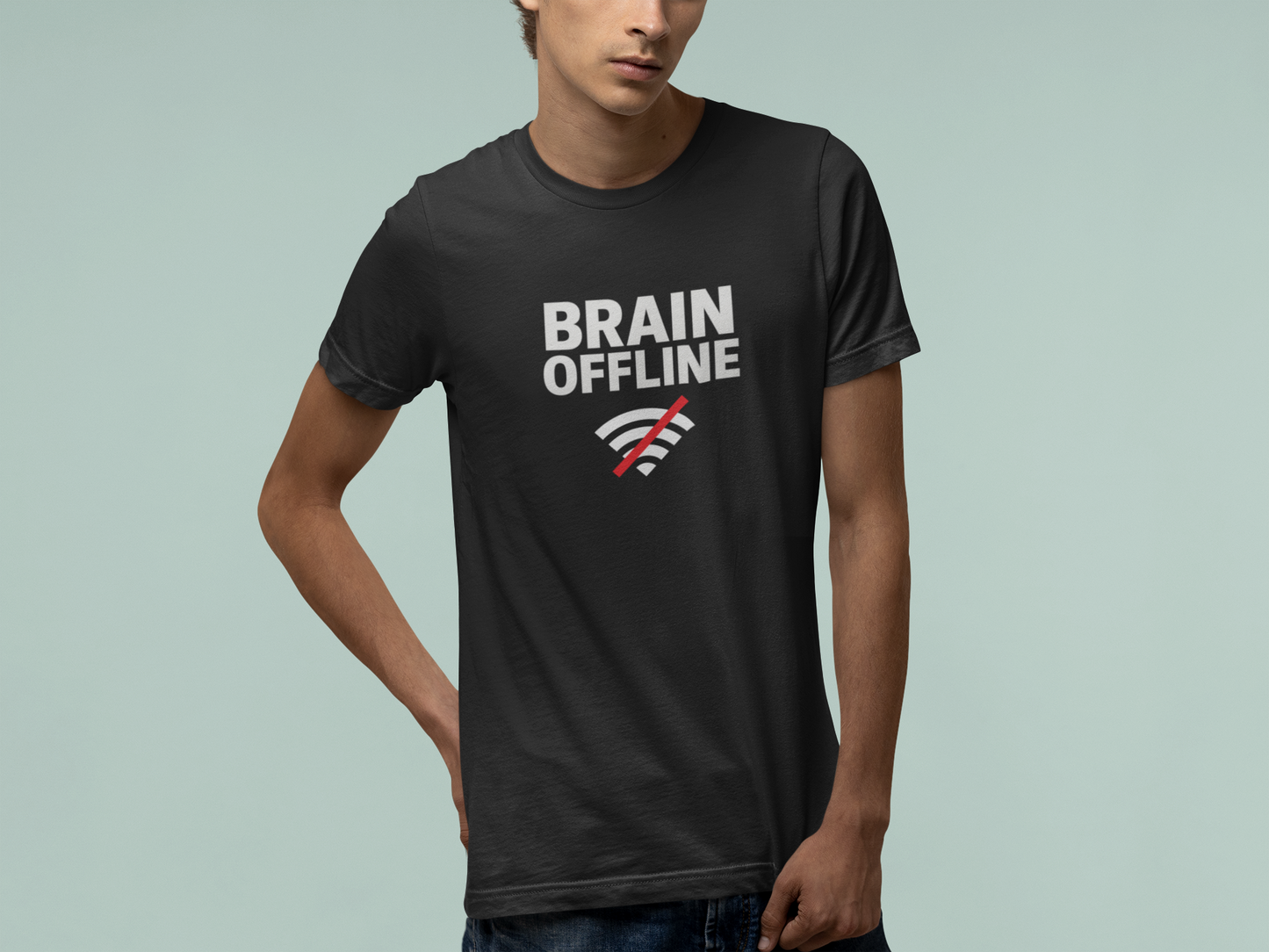 T-Shirt BRAIN OFFLINE T-Shirt – Funny Minimalist Graphic Tee for Adults
