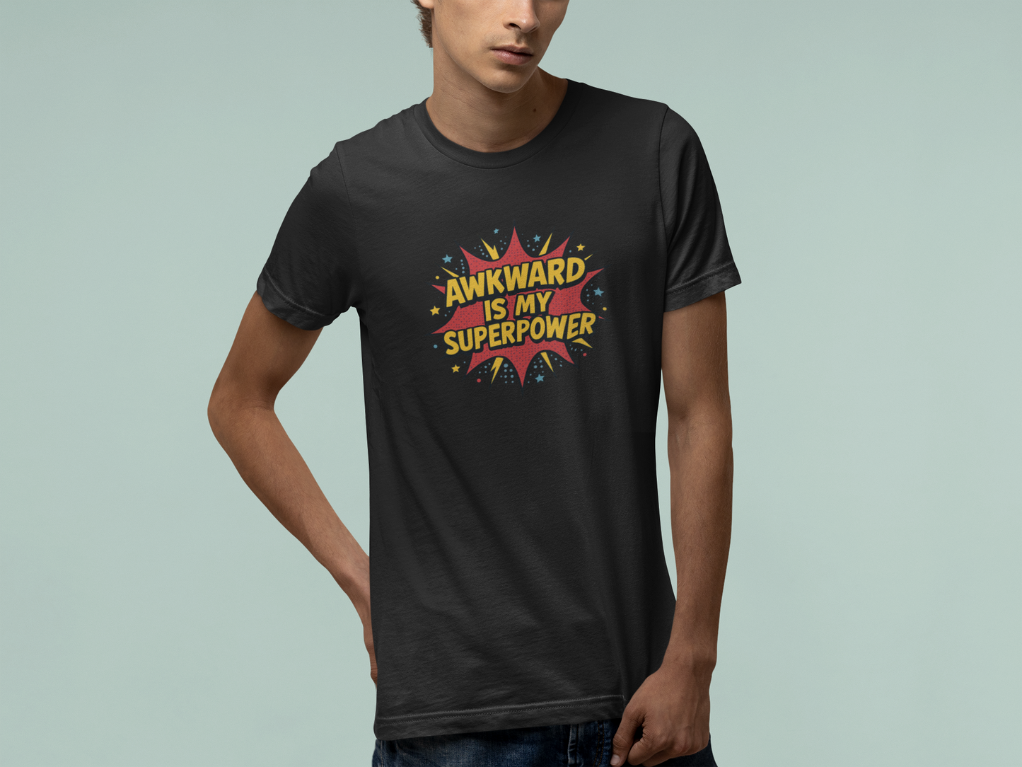 T-Shirt AWKWARD IS MY SUPERPOWER Comic Pop Art Introvert Graphic T-Shirt