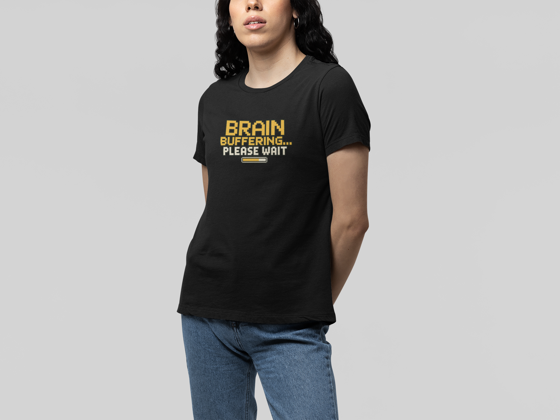 T-Shirt BRAIN BUFFERING Retro Pixel ADHD Loading Screen Graphic T-Shirt