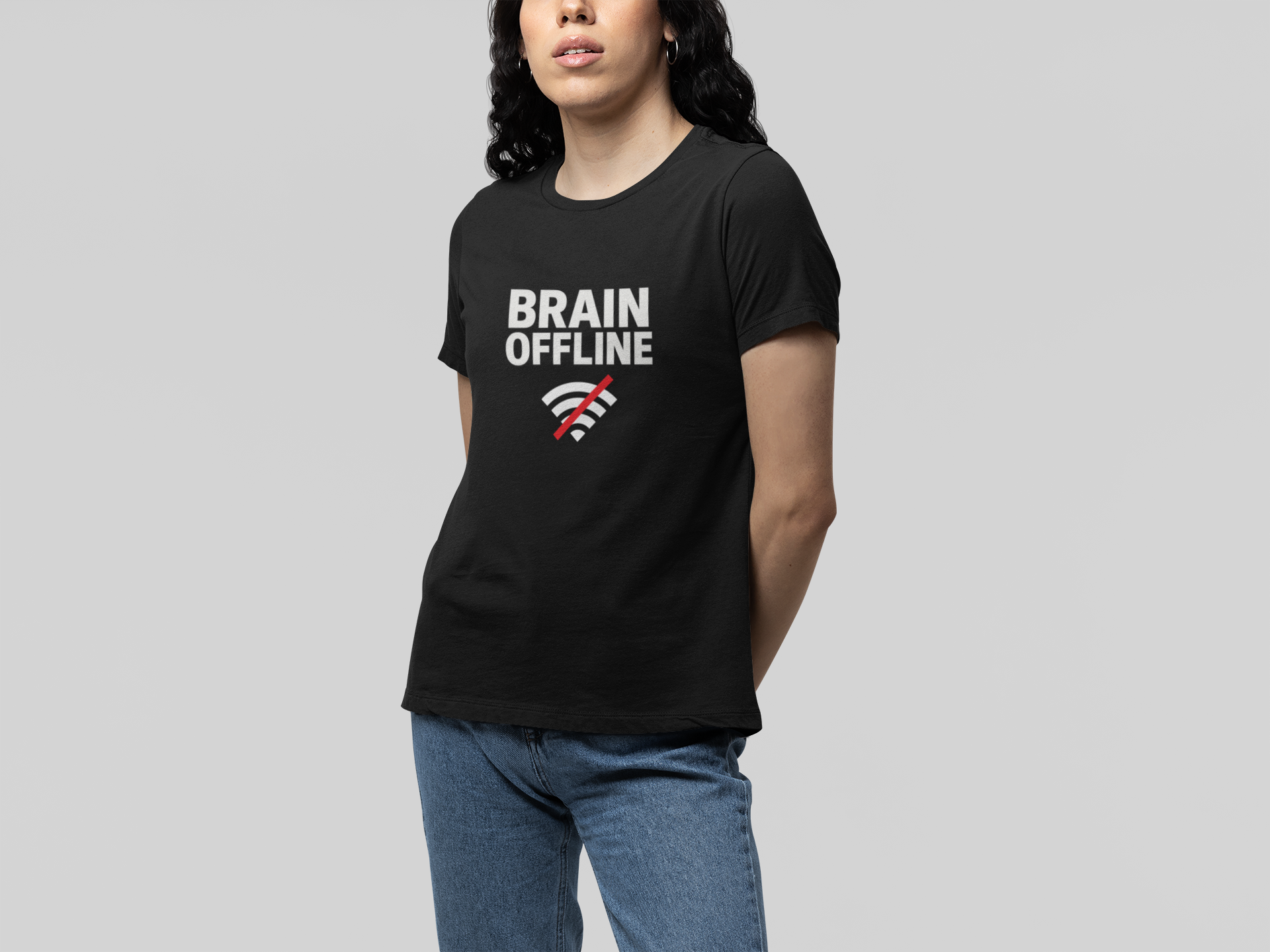 T-Shirt BRAIN OFFLINE T-Shirt – Funny Minimalist Graphic Tee for Adults