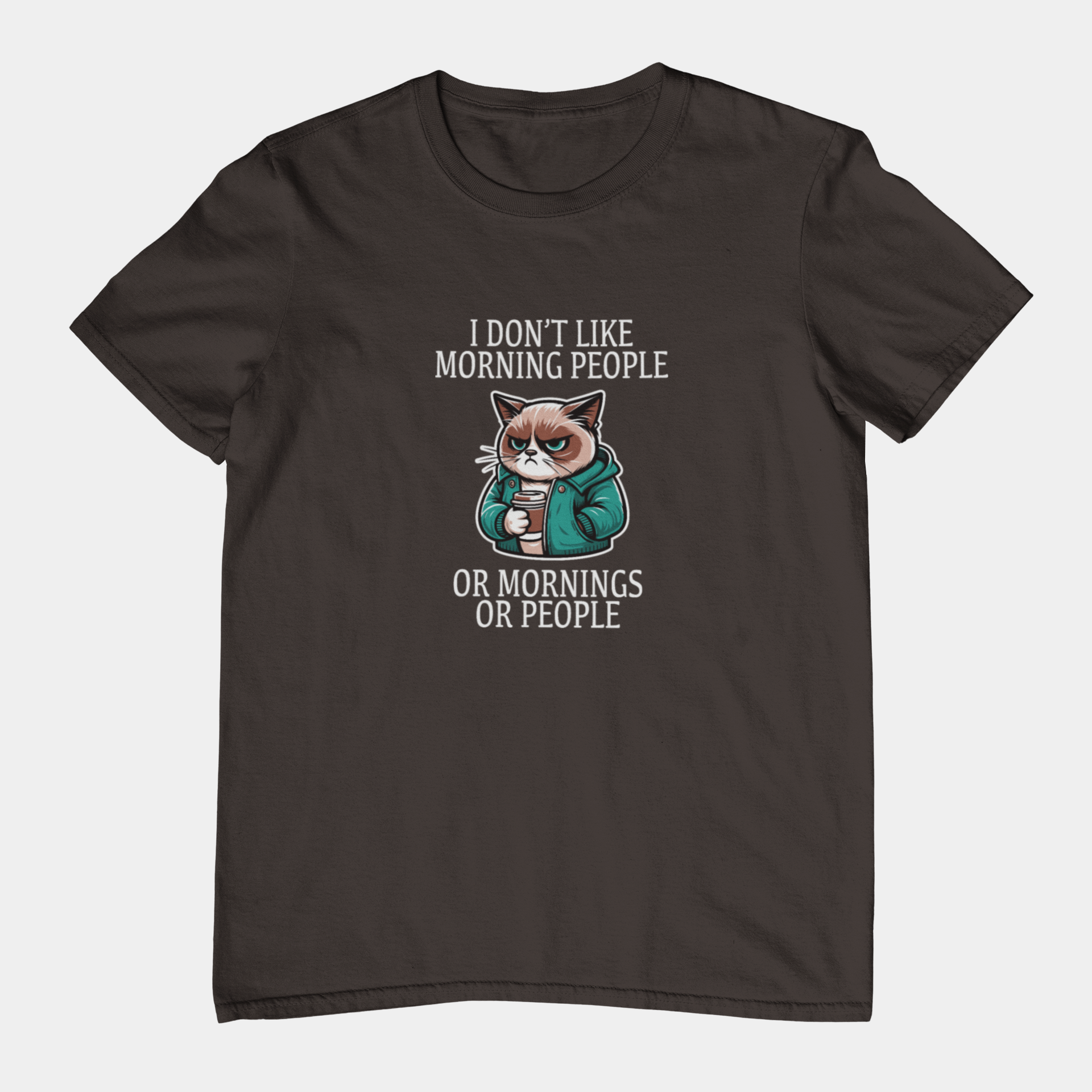 T-Shirt I Don’t Like Morning People Cat Shirt – Funny Coffee Grumpy Tee