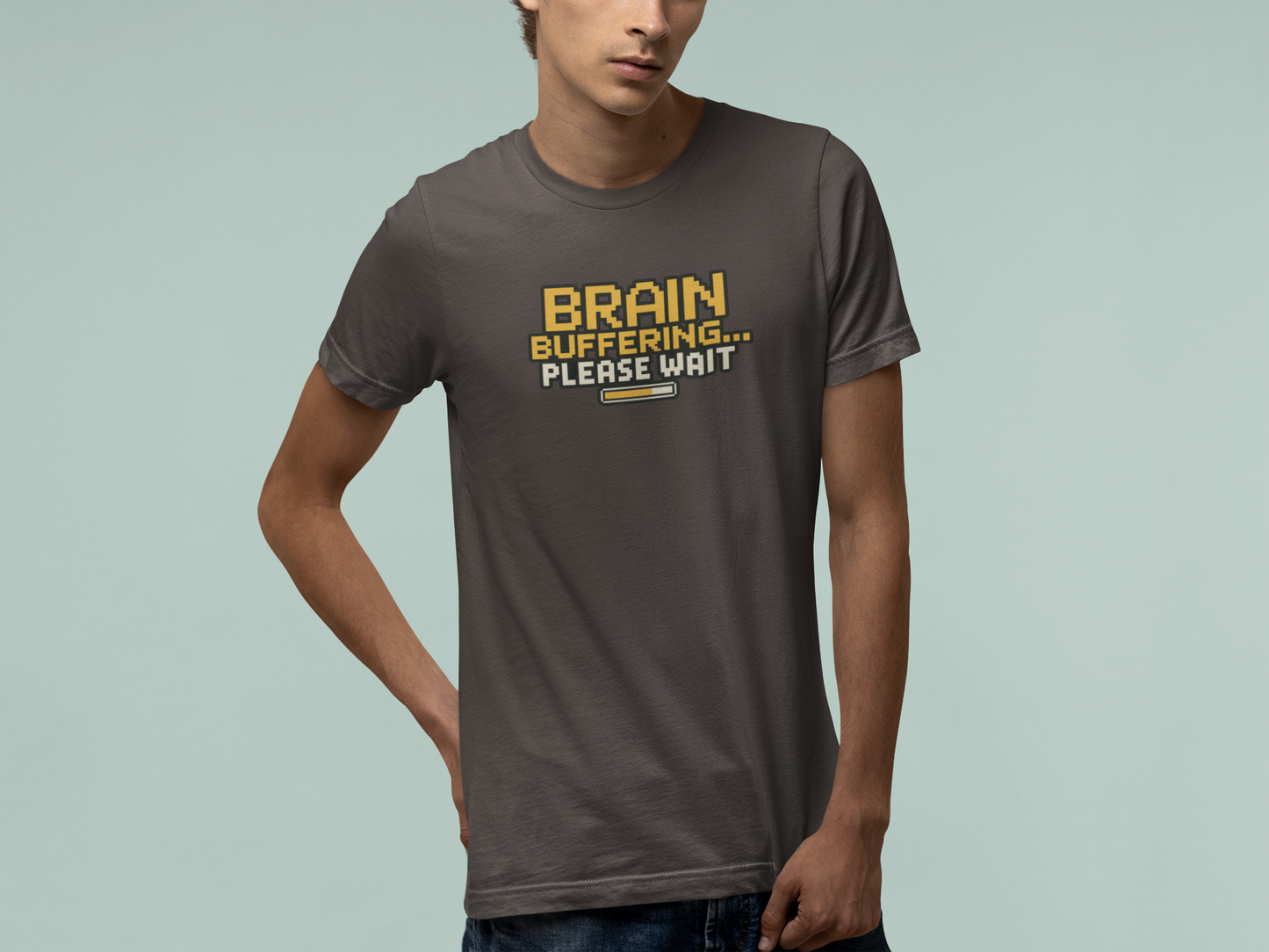 T-Shirt BRAIN BUFFERING Retro Pixel ADHD Loading Screen Graphic T-Shirt