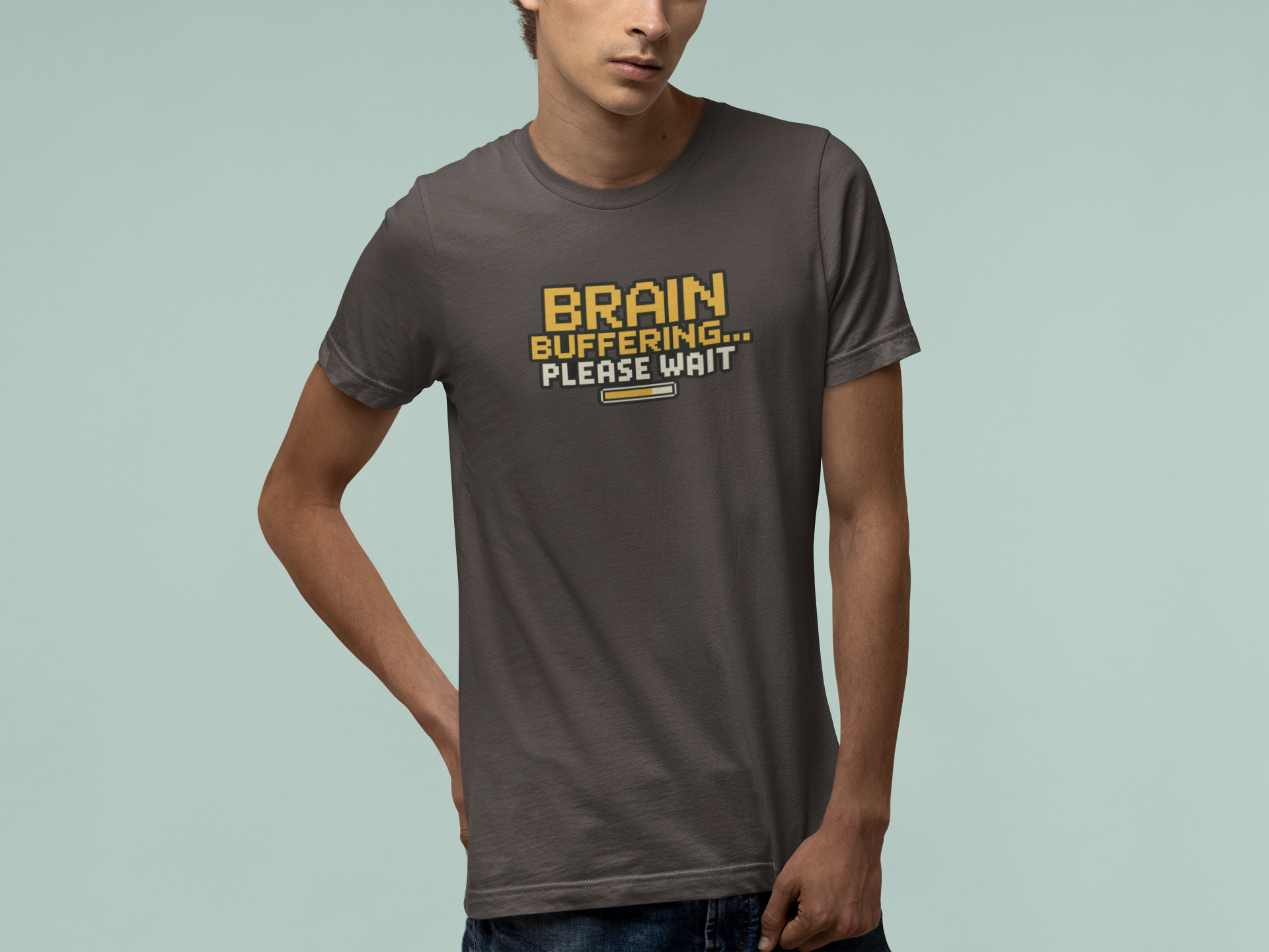 T-Shirt BRAIN BUFFERING Retro Pixel ADHD Loading Screen Graphic T-Shirt