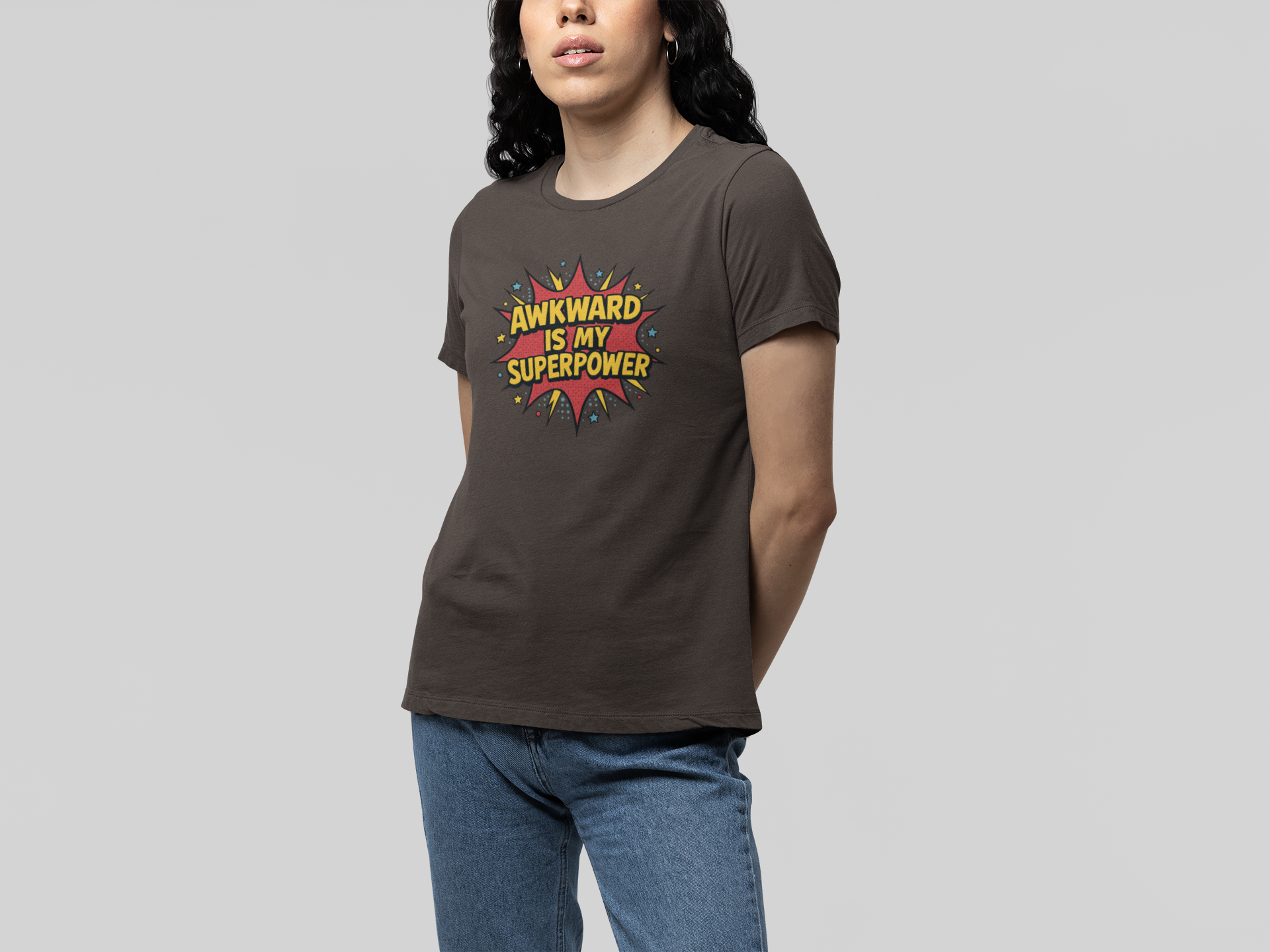 T-Shirt AWKWARD IS MY SUPERPOWER Comic Pop Art Introvert Graphic T-Shirt