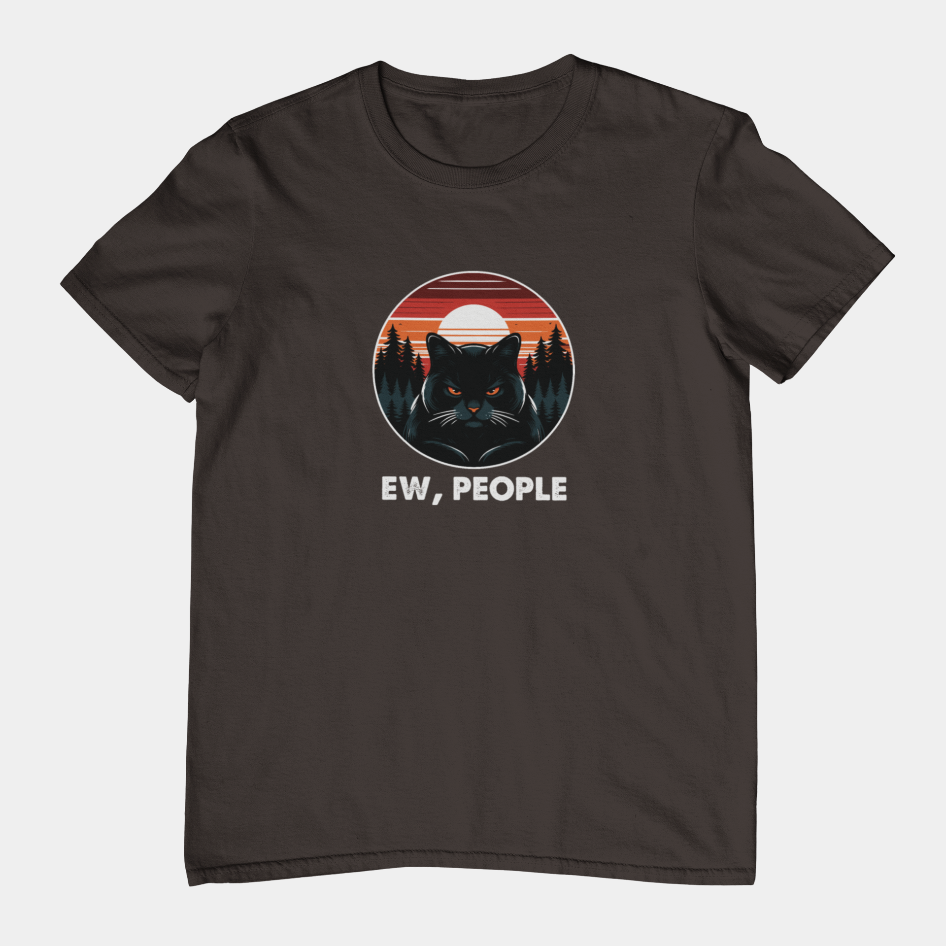 T-Shirt Ew People Cat Shirt – Vintage Sunset Funny Introvert T-Shirt