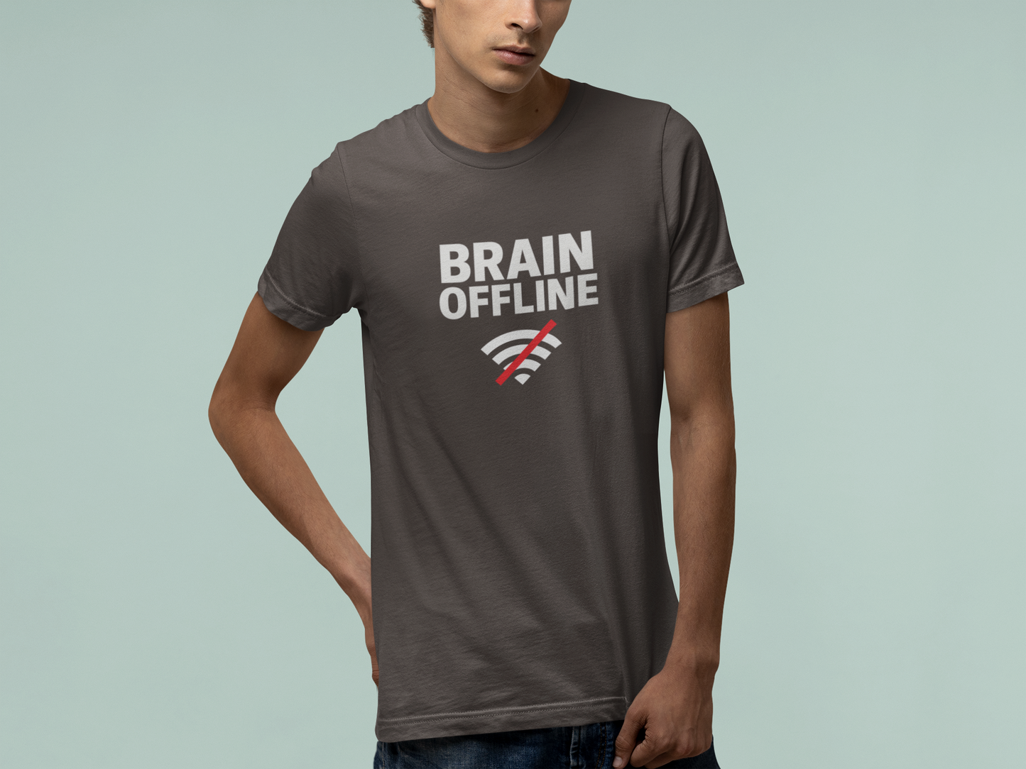 T-Shirt BRAIN OFFLINE T-Shirt – Funny Minimalist Graphic Tee for Adults