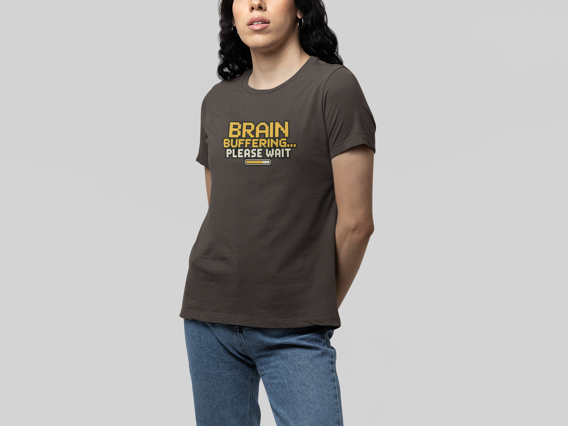 T-Shirt BRAIN BUFFERING Retro Pixel ADHD Loading Screen Graphic T-Shirt