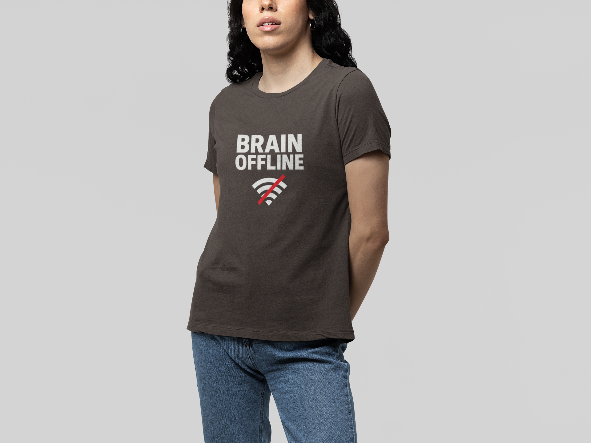 T-Shirt BRAIN OFFLINE T-Shirt – Funny Minimalist Graphic Tee for Adults
