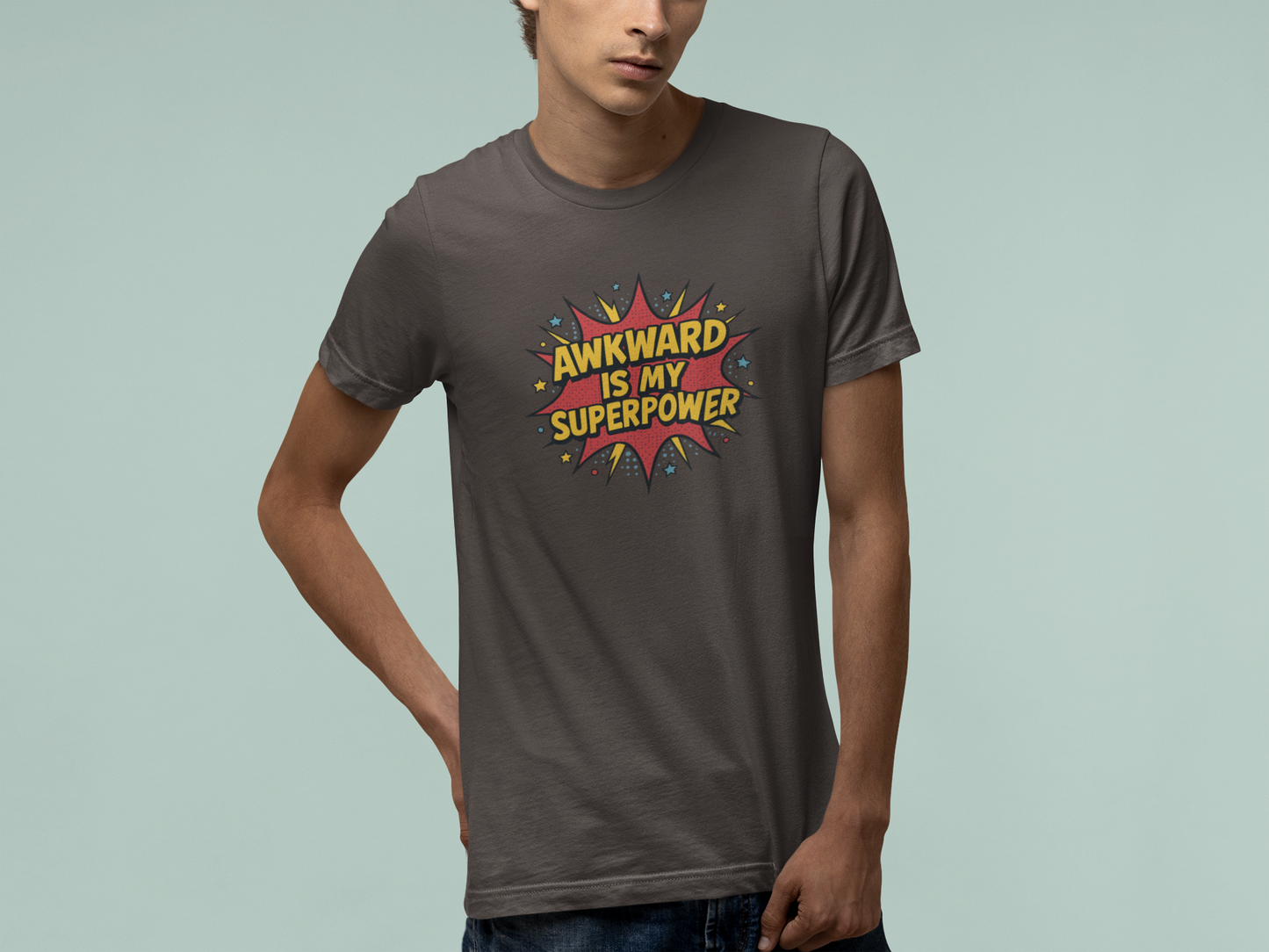 T-Shirt AWKWARD IS MY SUPERPOWER Comic Pop Art Introvert Graphic T-Shirt