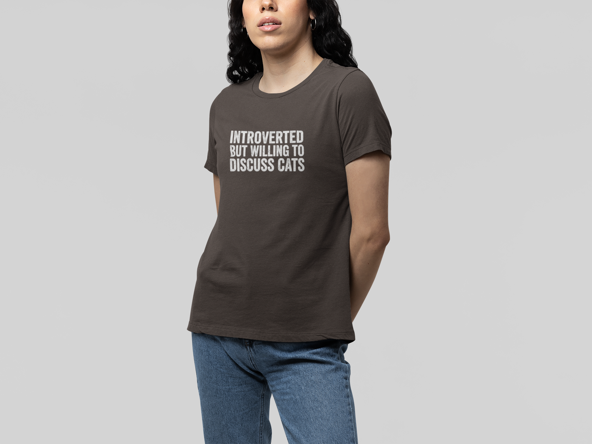 T-Shirt Introverted But Willing to Discuss Cats Shirt – Distressed Cat Tee