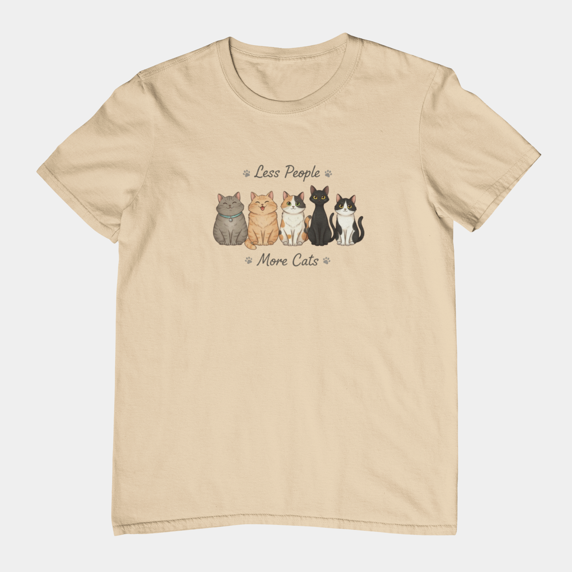 T-Shirt Less People More Cats Shirt – Cute Funny Cat Lover Graphic Tee