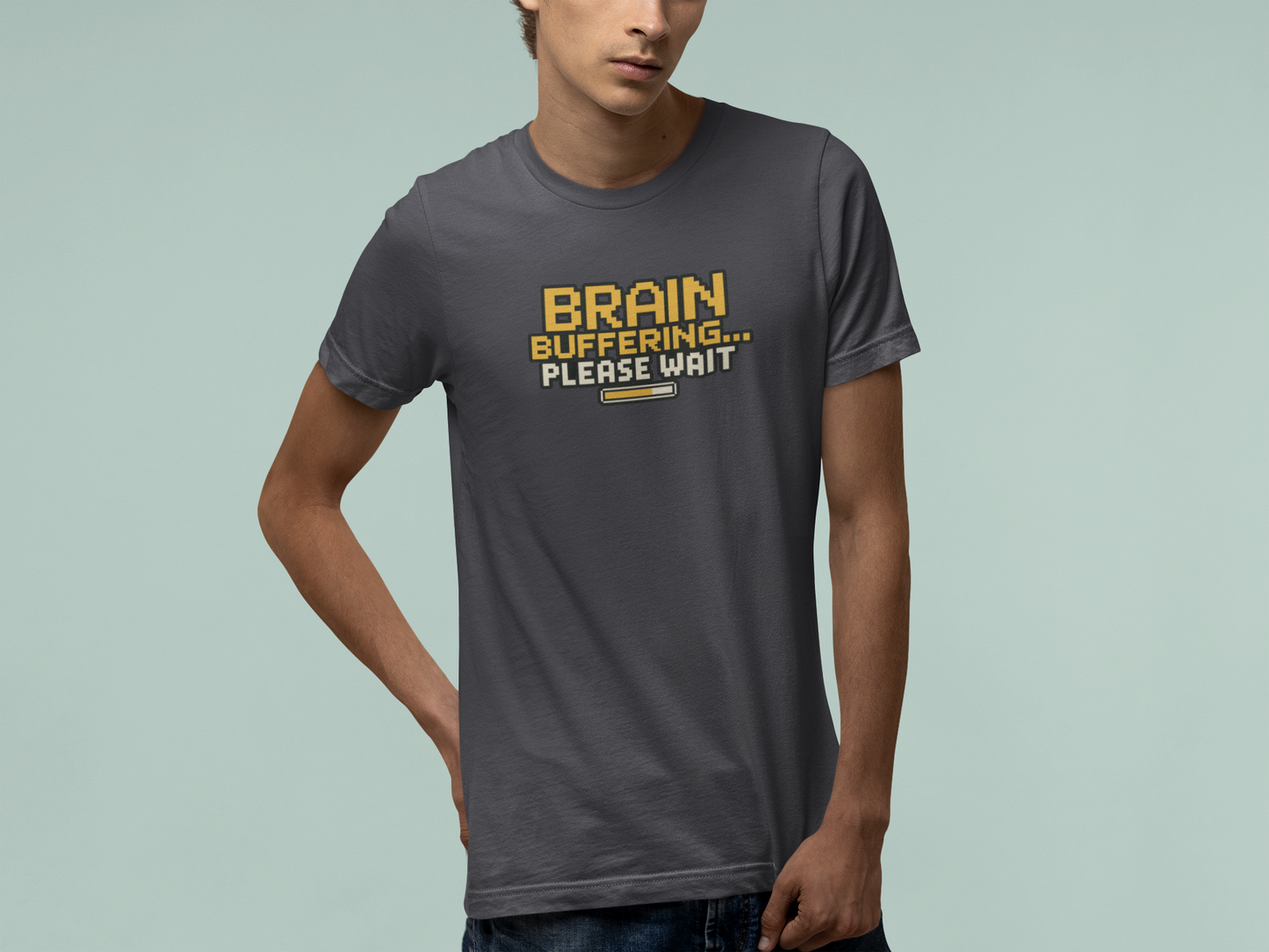 T-Shirt BRAIN BUFFERING Retro Pixel ADHD Loading Screen Graphic T-Shirt