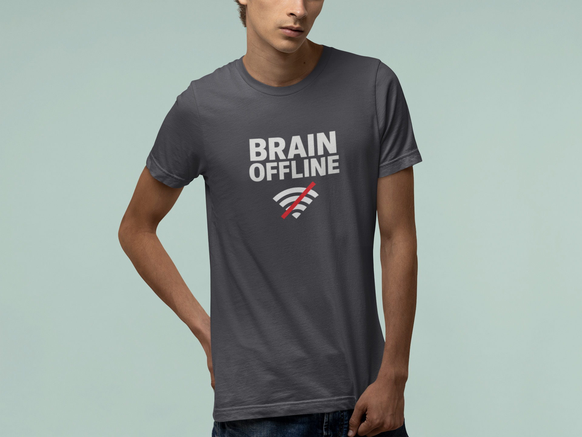 T-Shirt BRAIN OFFLINE T-Shirt – Funny Minimalist Graphic Tee for Adults
