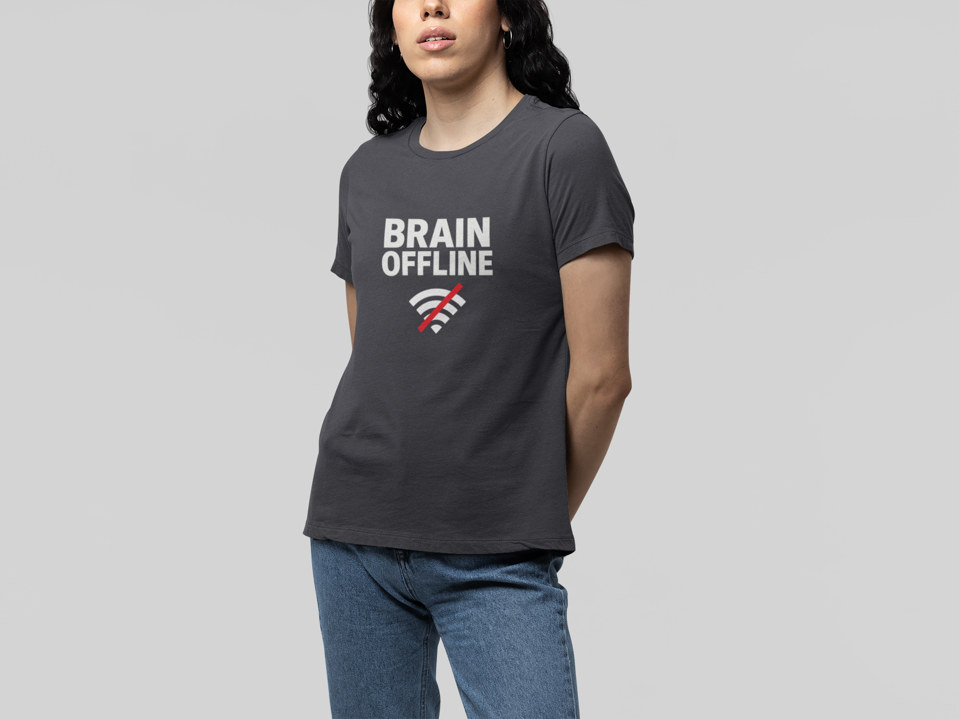 T-Shirt BRAIN OFFLINE T-Shirt – Funny Minimalist Graphic Tee for Adults