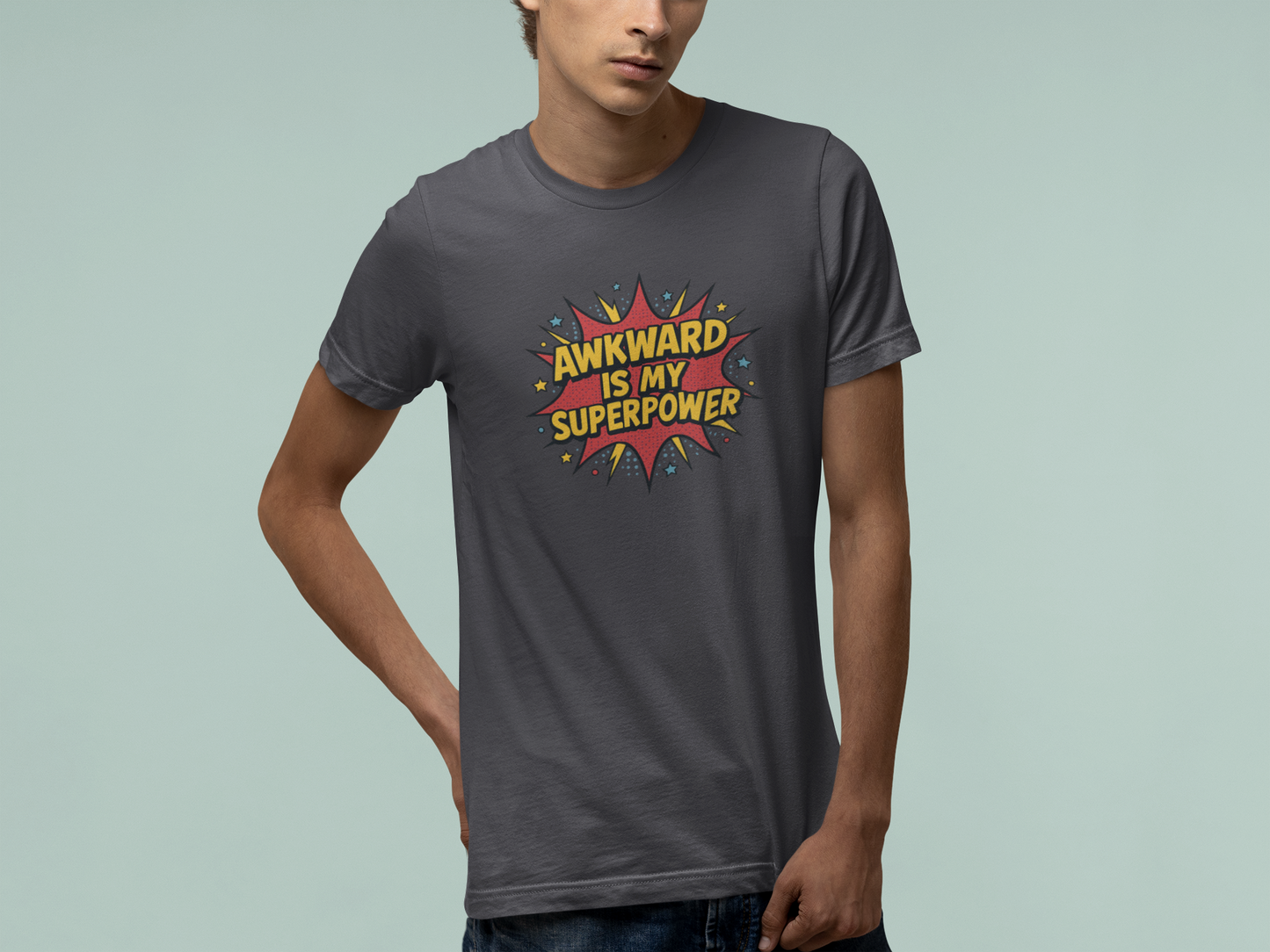T-Shirt AWKWARD IS MY SUPERPOWER Comic Pop Art Introvert Graphic T-Shirt