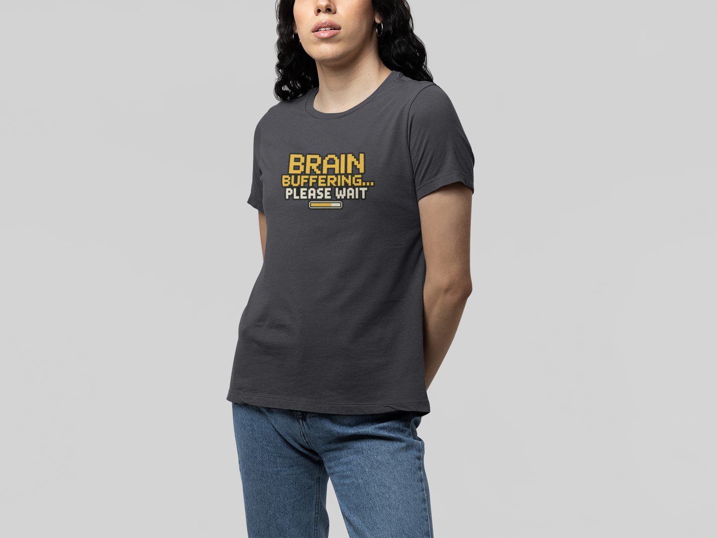 T-Shirt BRAIN BUFFERING Retro Pixel ADHD Loading Screen Graphic T-Shirt