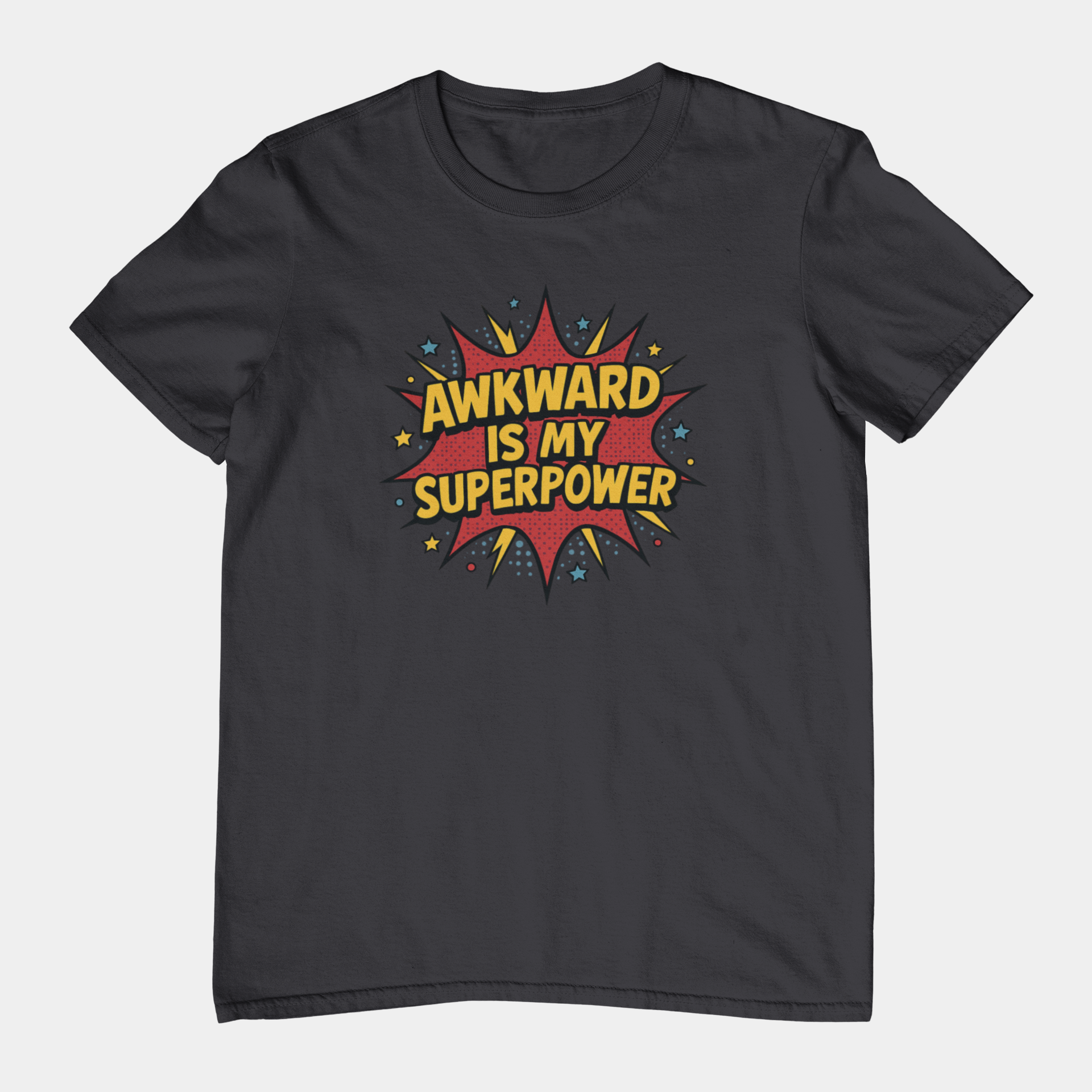 T-Shirt AWKWARD IS MY SUPERPOWER Comic Pop Art Introvert Graphic T-Shirt