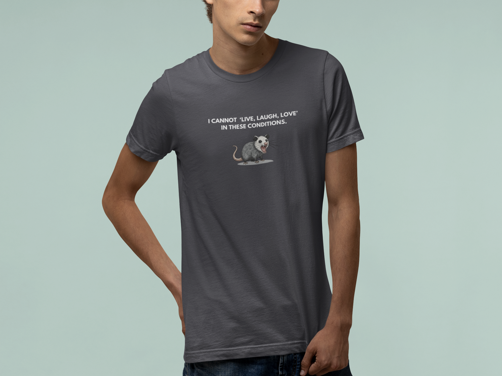 T-Shirt I Cannot Live Laugh Love In These Conditions - Anti Inspirational Shirt Funny