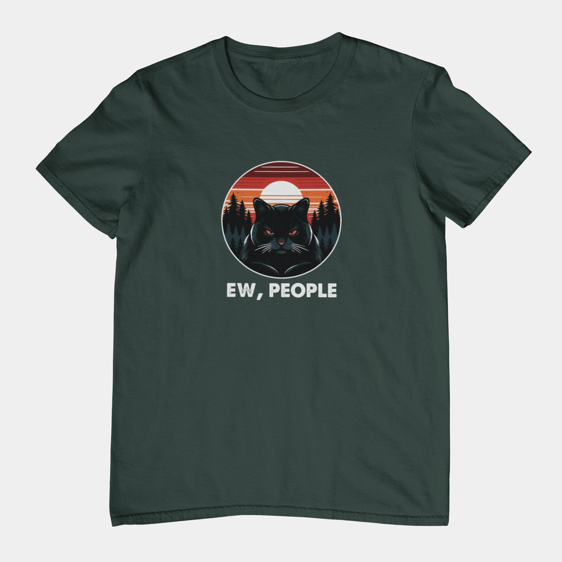 T-Shirt Ew People Cat Shirt – Vintage Sunset Funny Introvert T-Shirt