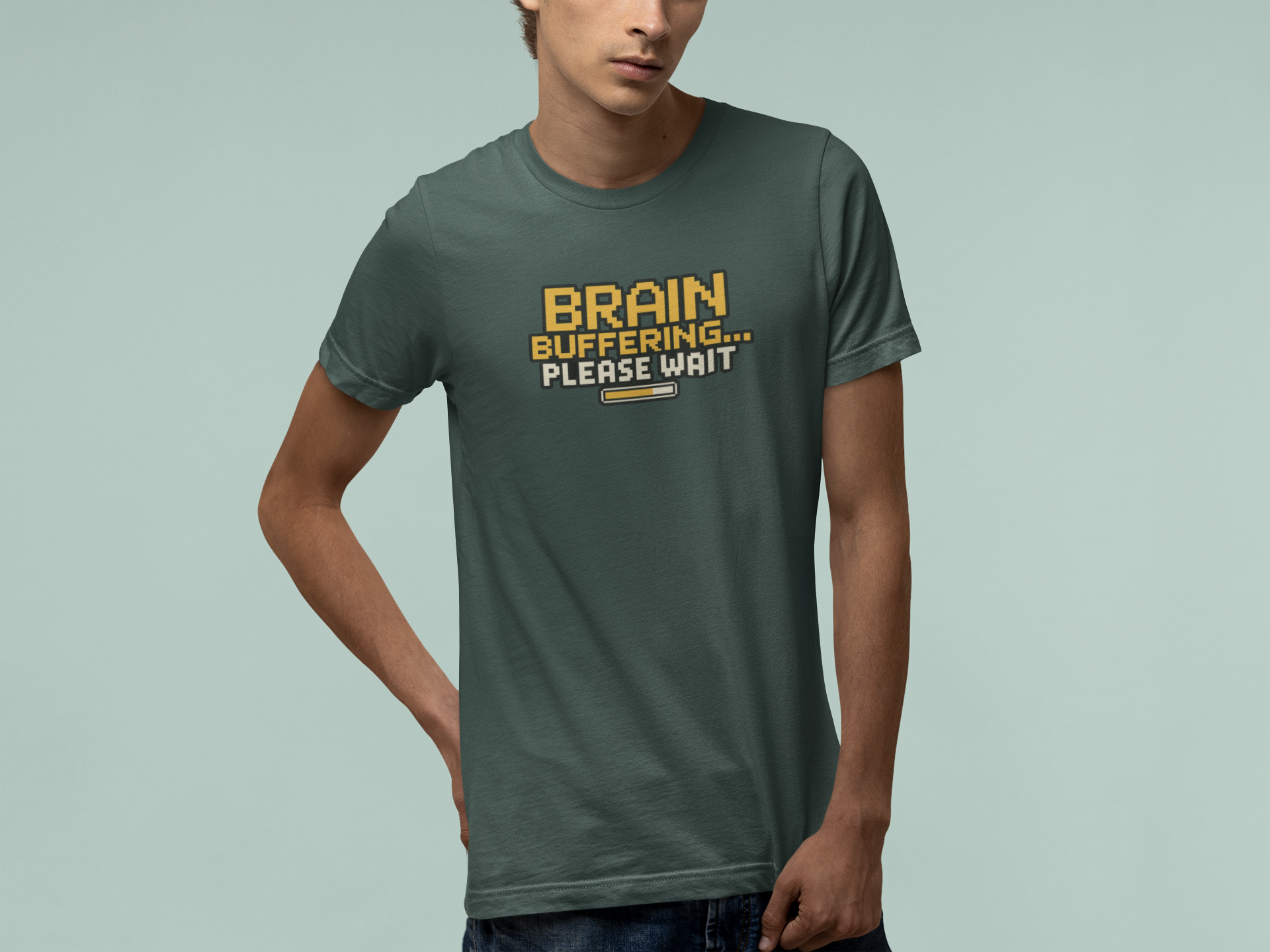 T-Shirt BRAIN BUFFERING Retro Pixel ADHD Loading Screen Graphic T-Shirt