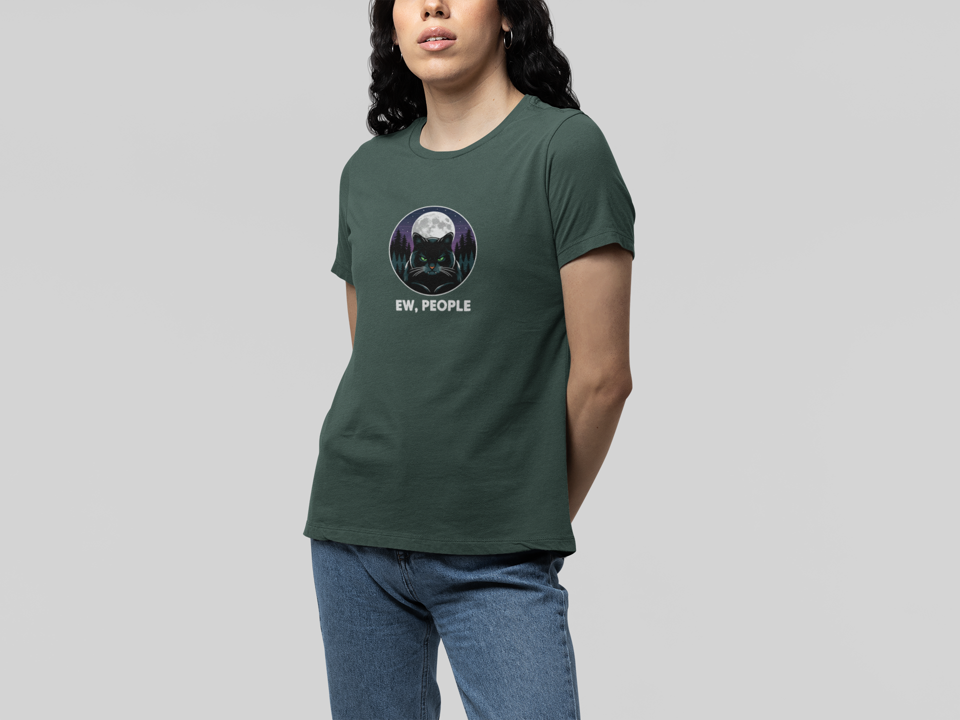 T-Shirt Ew People Cat Shirt – Lunar Night Funny Introvert T-Shirt