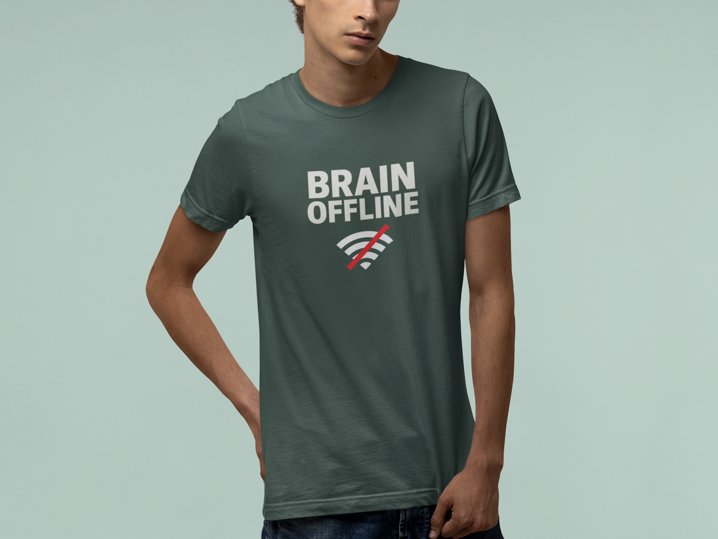 T-Shirt BRAIN OFFLINE T-Shirt – Funny Minimalist Graphic Tee for Adults