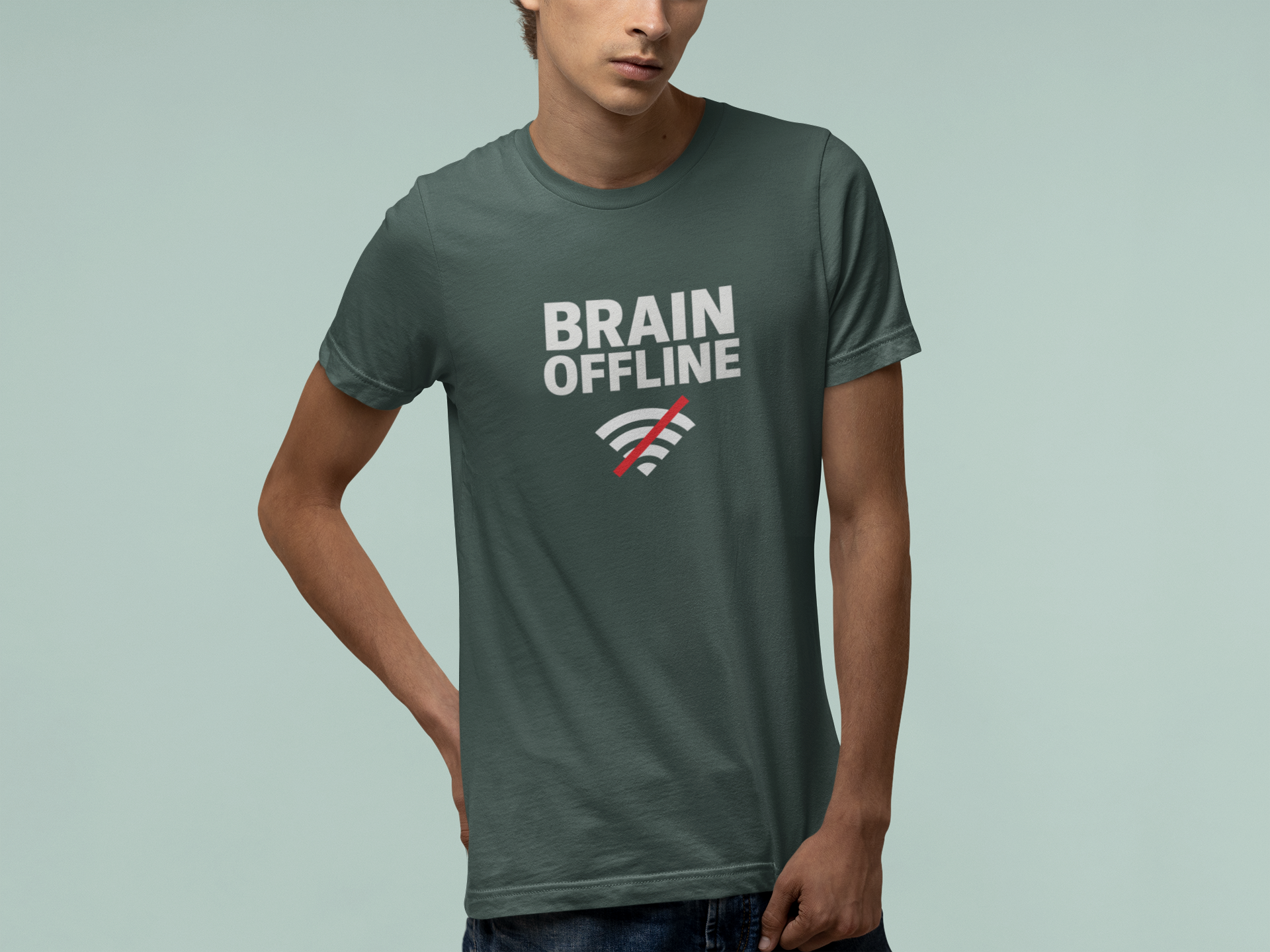 T-Shirt BRAIN OFFLINE T-Shirt – Funny Minimalist Graphic Tee for Adults