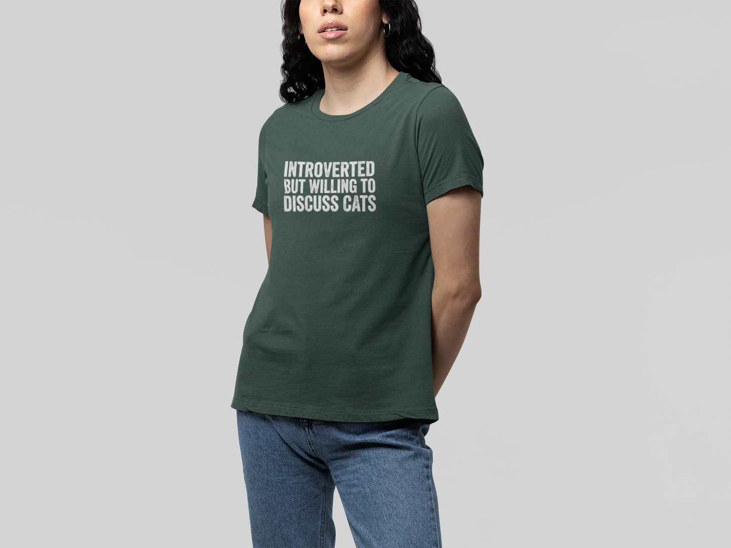 T-Shirt Introverted But Willing to Discuss Cats Shirt – Distressed Cat Tee