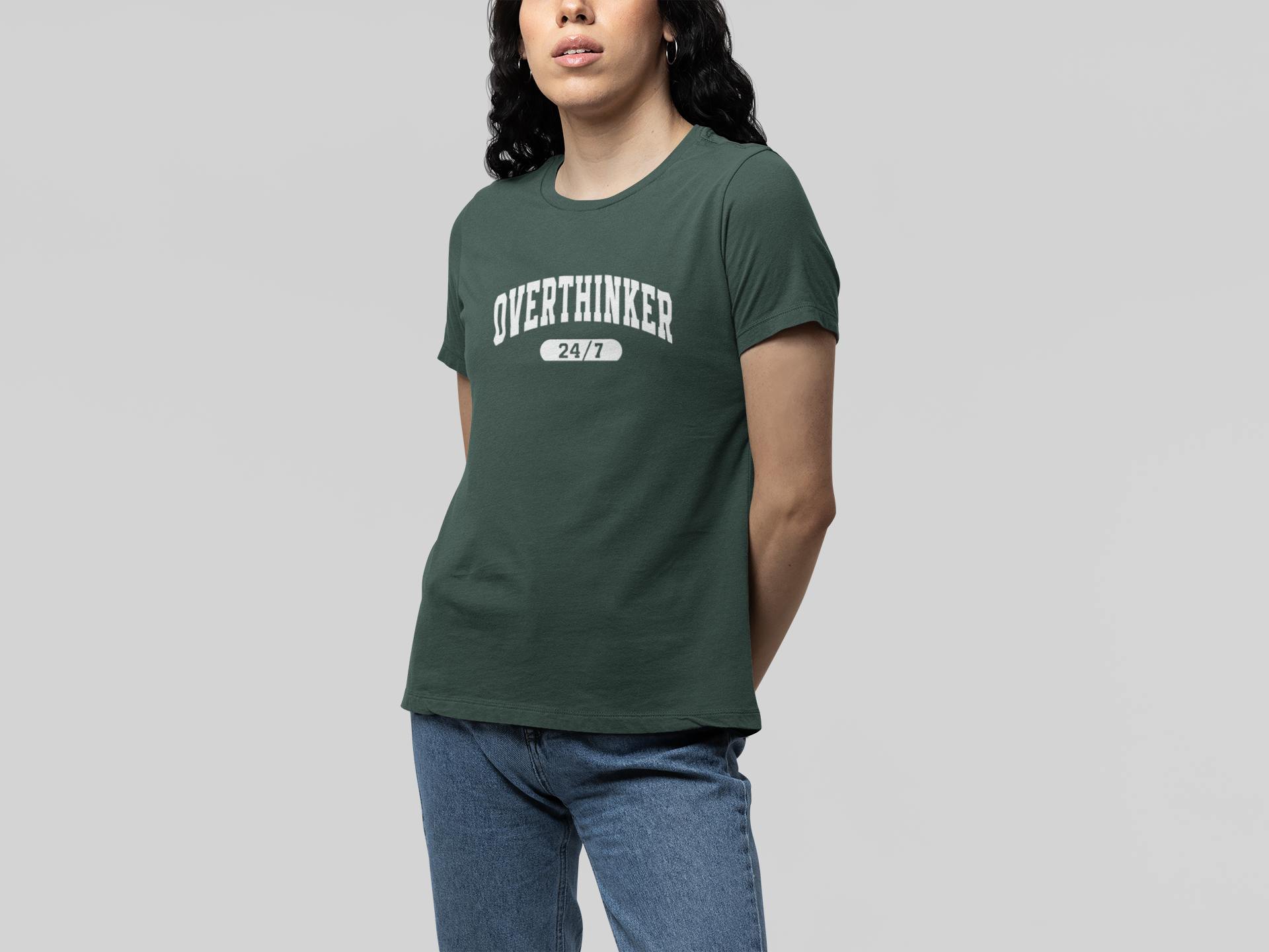 T-Shirt Overthinker 24/7 Shirt – Funny Distressed Collegiate Graphic Tee