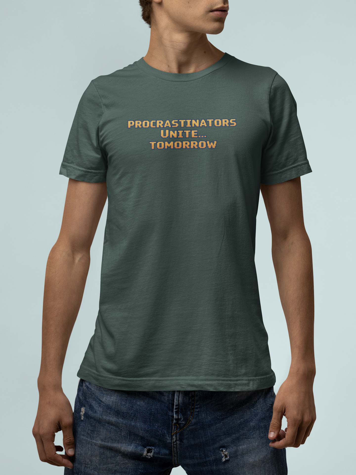 PROCRASTINATORS UNITE... TOMORROW Pixel Retro ADHD Graphic T-Shirt