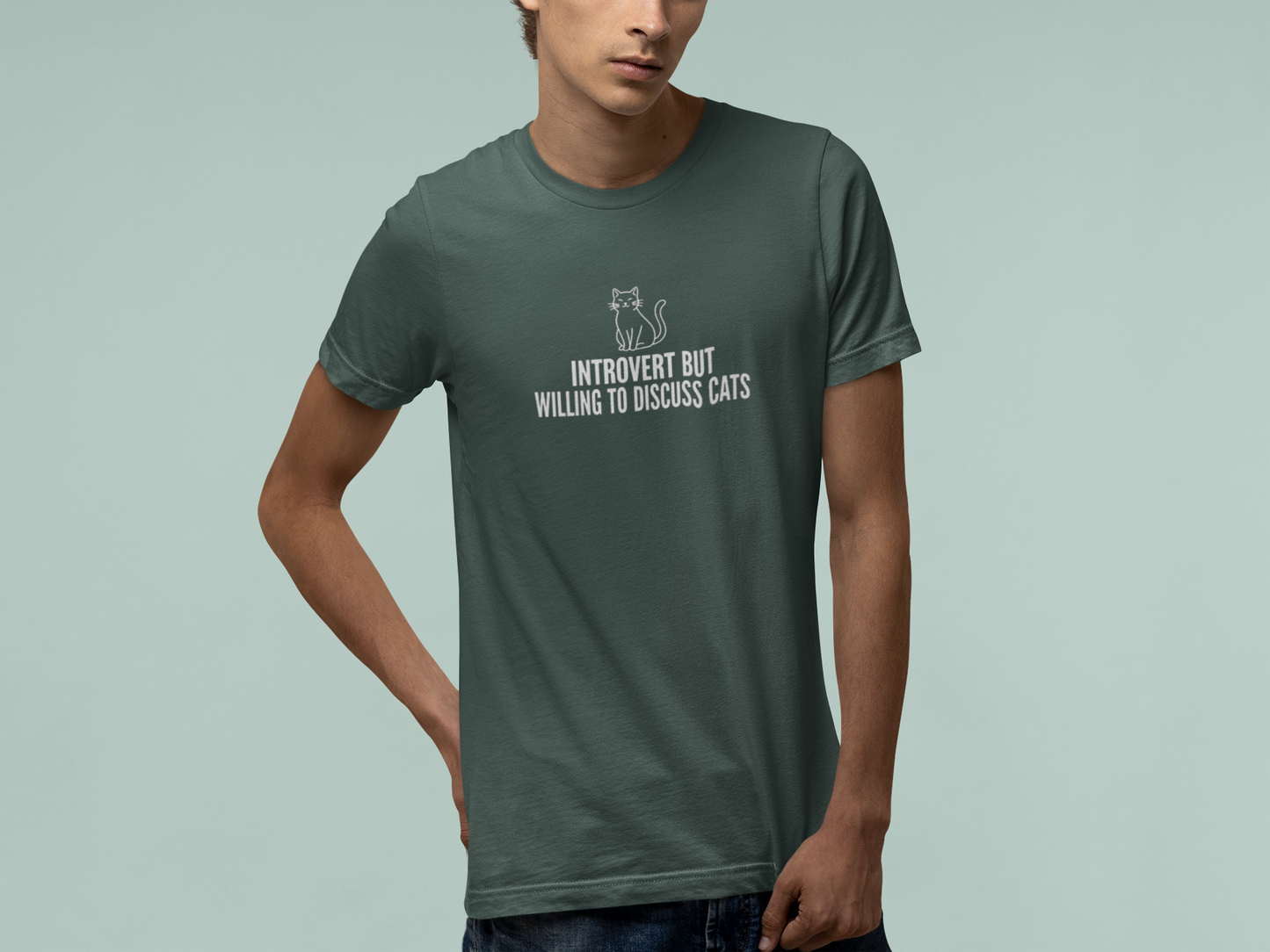 T-Shirt INTROVERT BUT WILLING TO DISCUSS CATS Funny Cat Lover T-Shirt