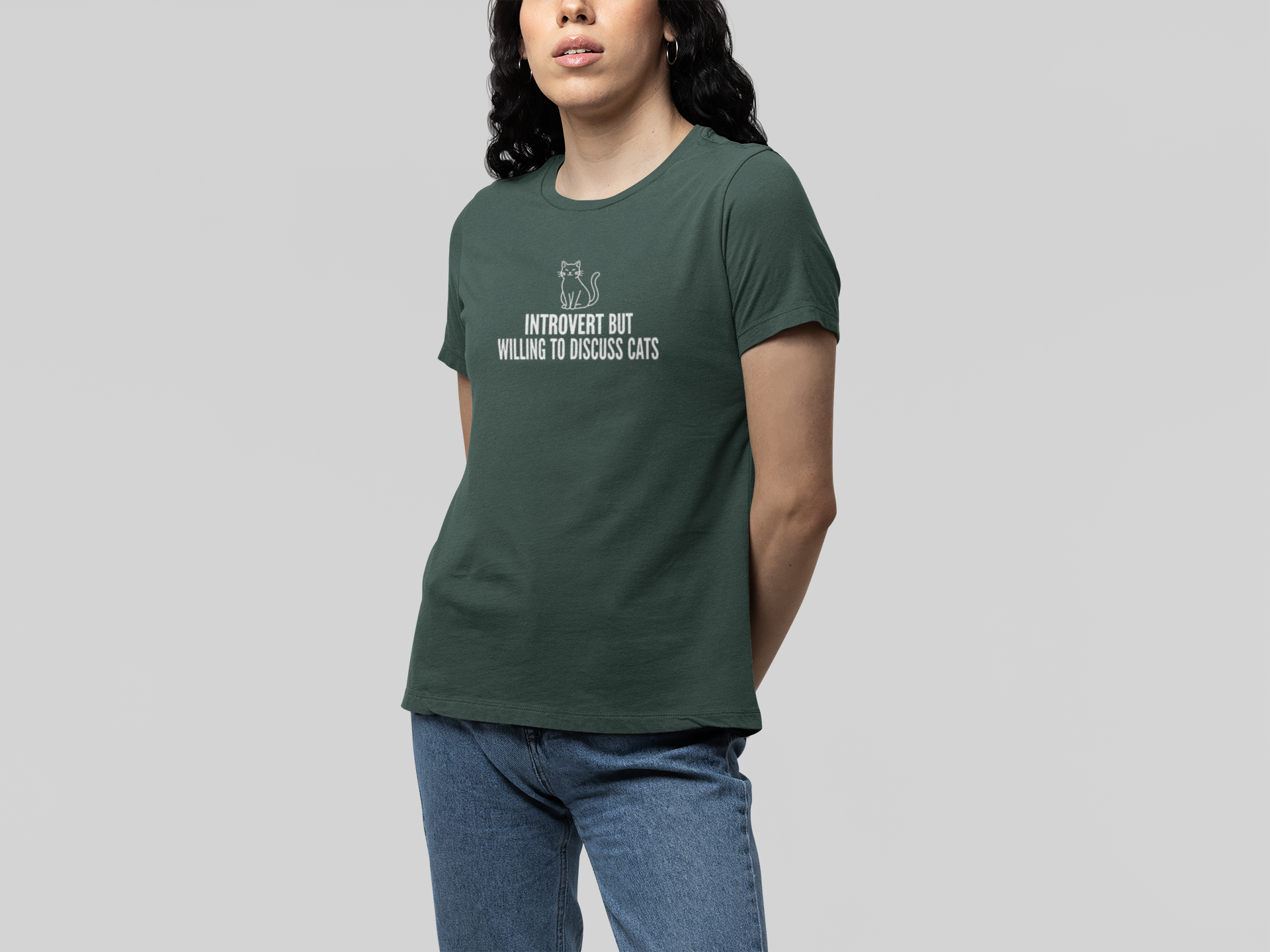 T-Shirt INTROVERT BUT WILLING TO DISCUSS CATS Funny Cat Lover T-Shirt