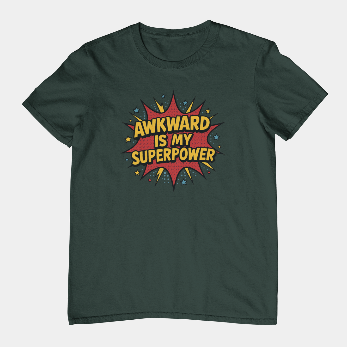 T-Shirt AWKWARD IS MY SUPERPOWER Comic Pop Art Introvert Graphic T-Shirt