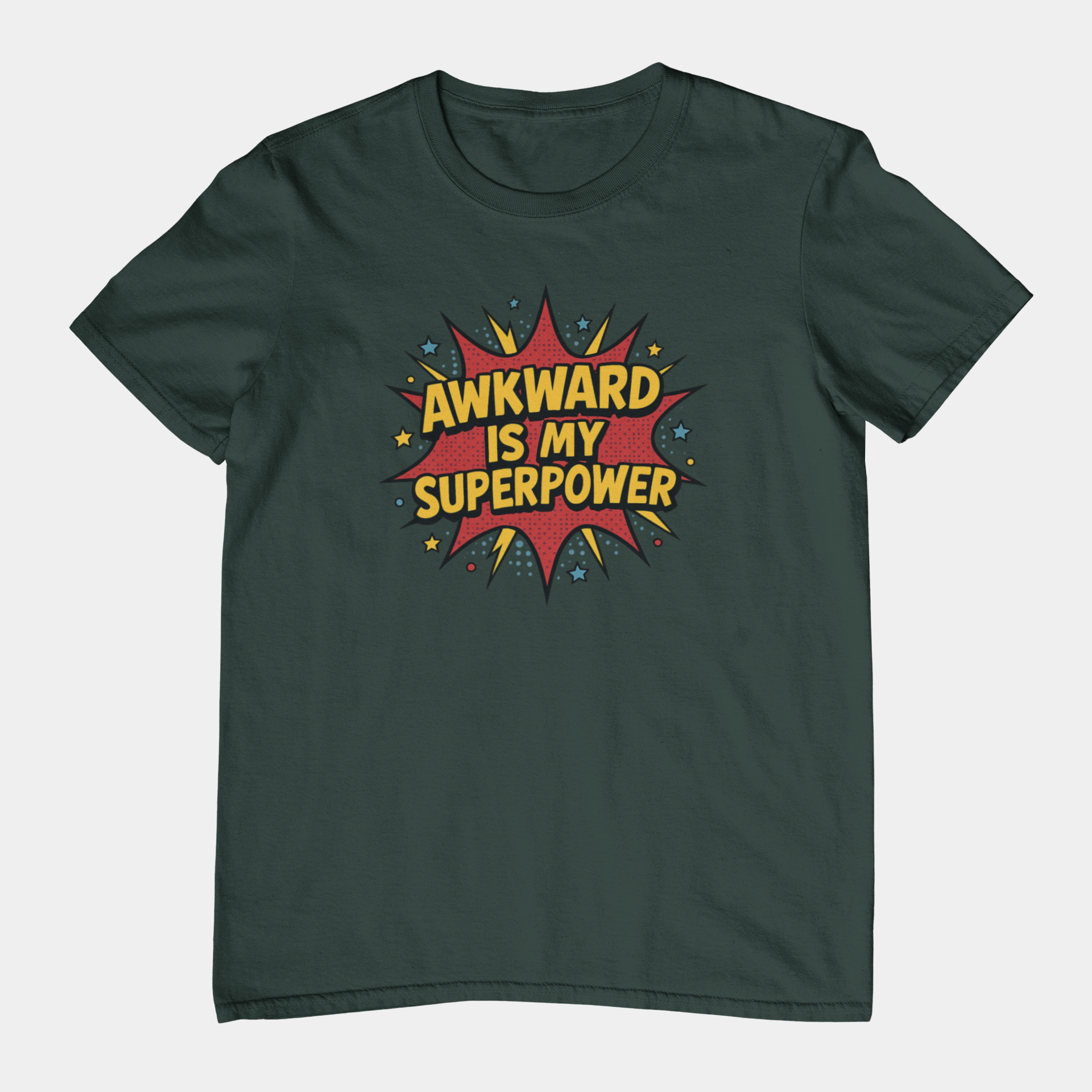 T-Shirt AWKWARD IS MY SUPERPOWER Comic Pop Art Introvert Graphic T-Shirt