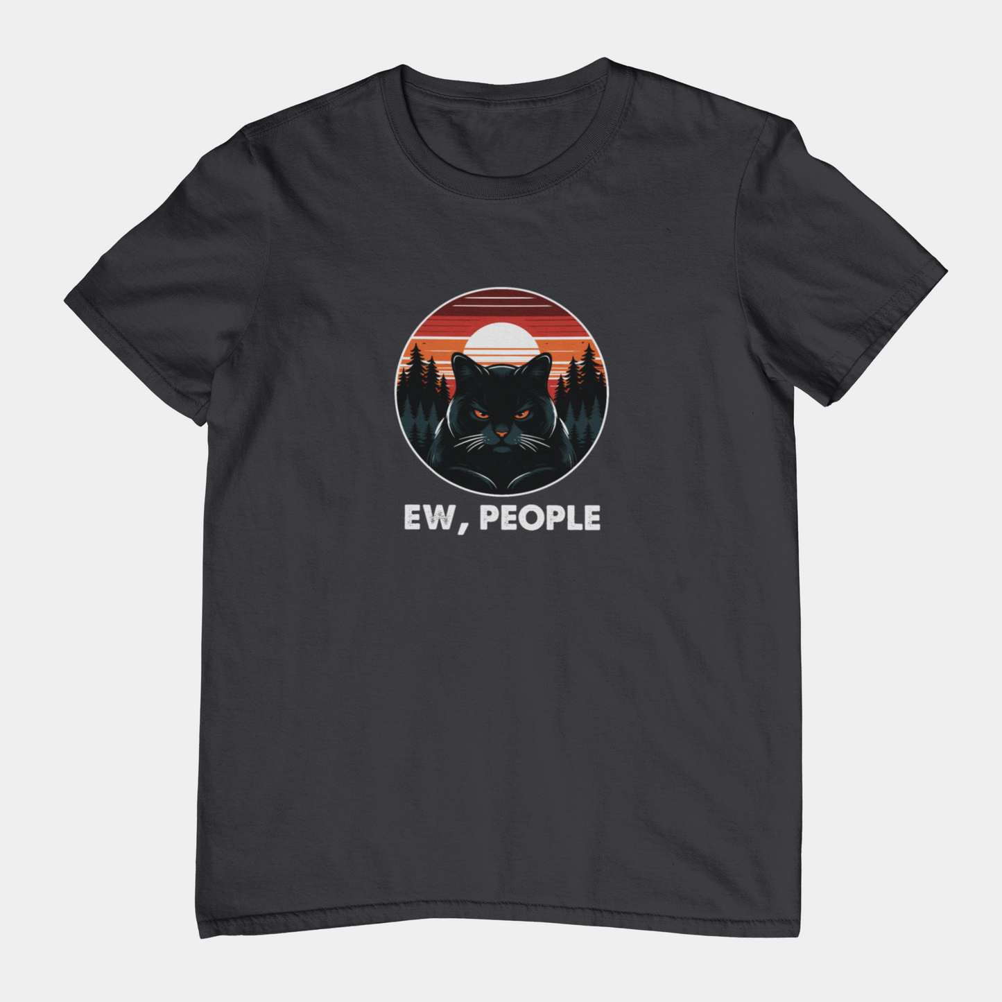 T-Shirt Ew People Cat Shirt – Vintage Sunset Funny Introvert T-Shirt