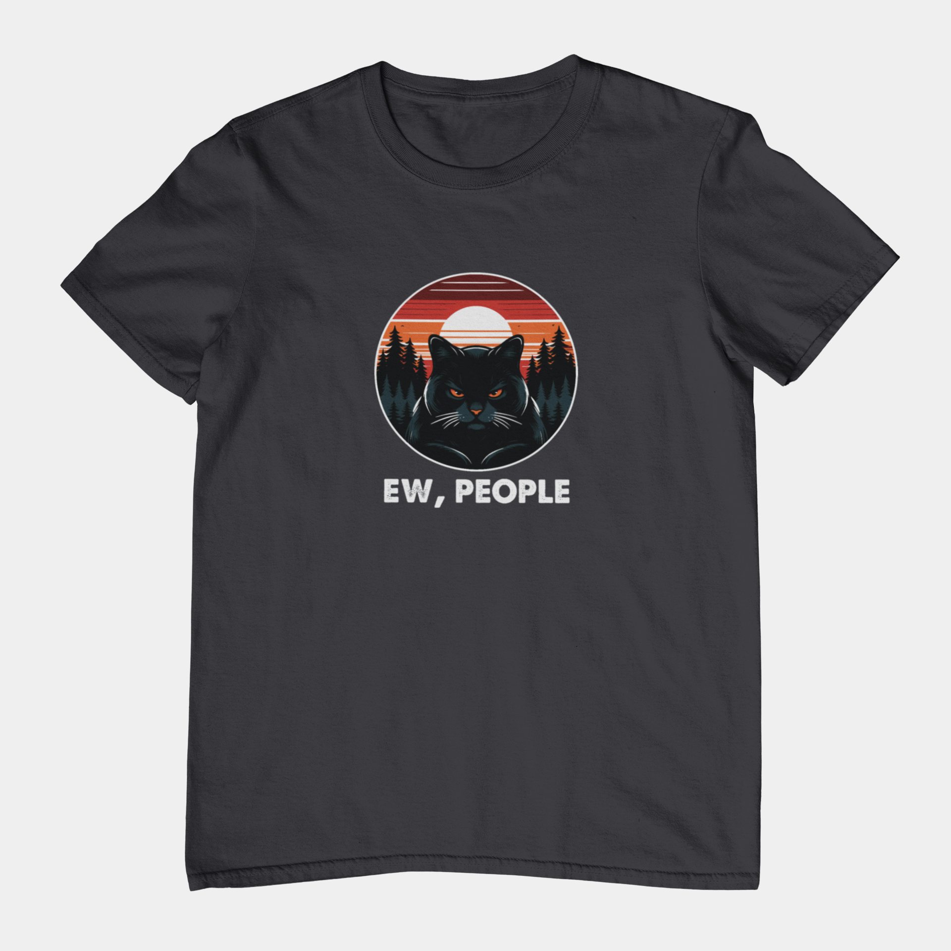 T-Shirt Ew People Cat Shirt – Vintage Sunset Funny Introvert T-Shirt