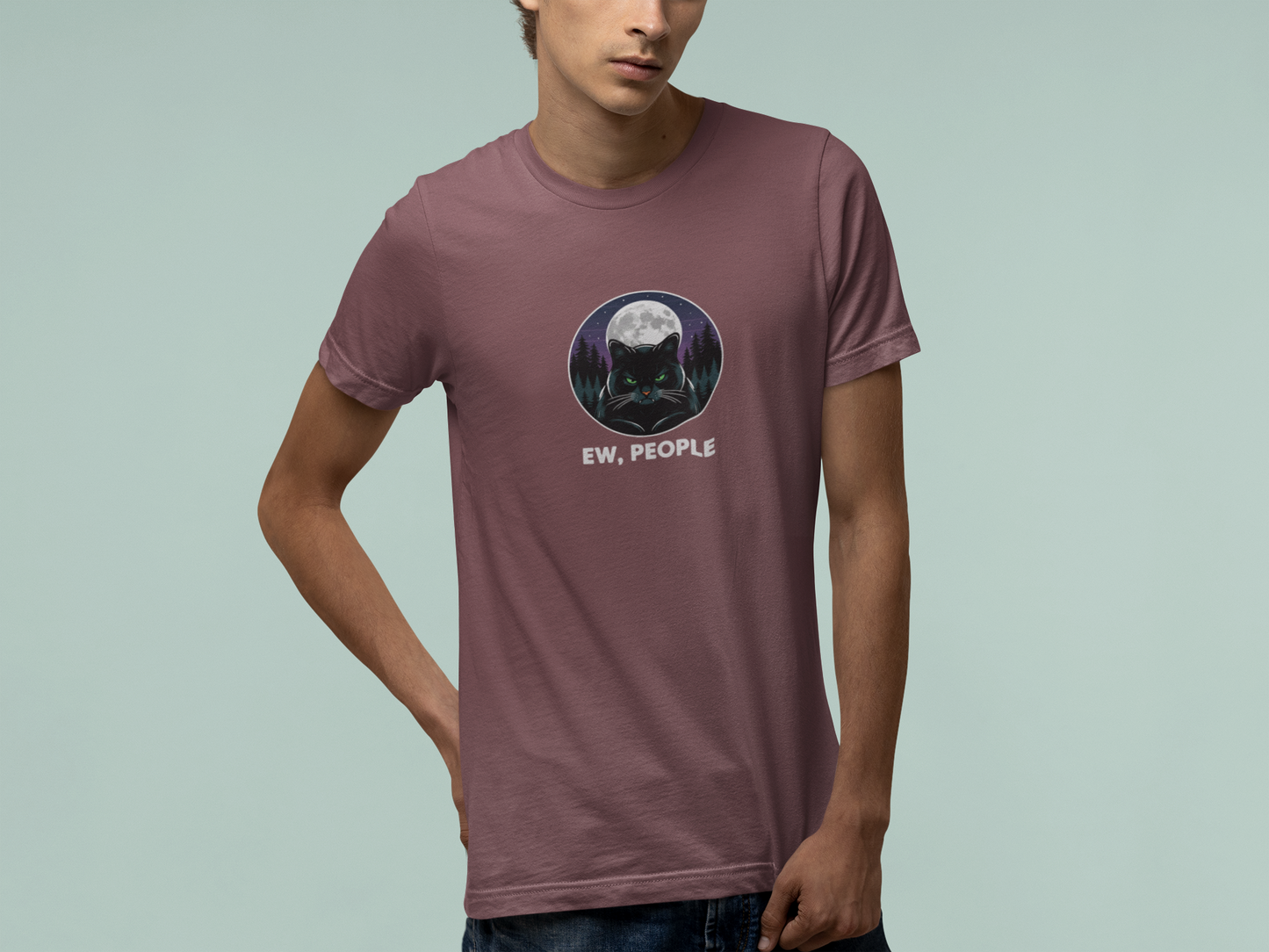 T-Shirt Ew People Cat Shirt – Lunar Night Funny Introvert T-Shirt