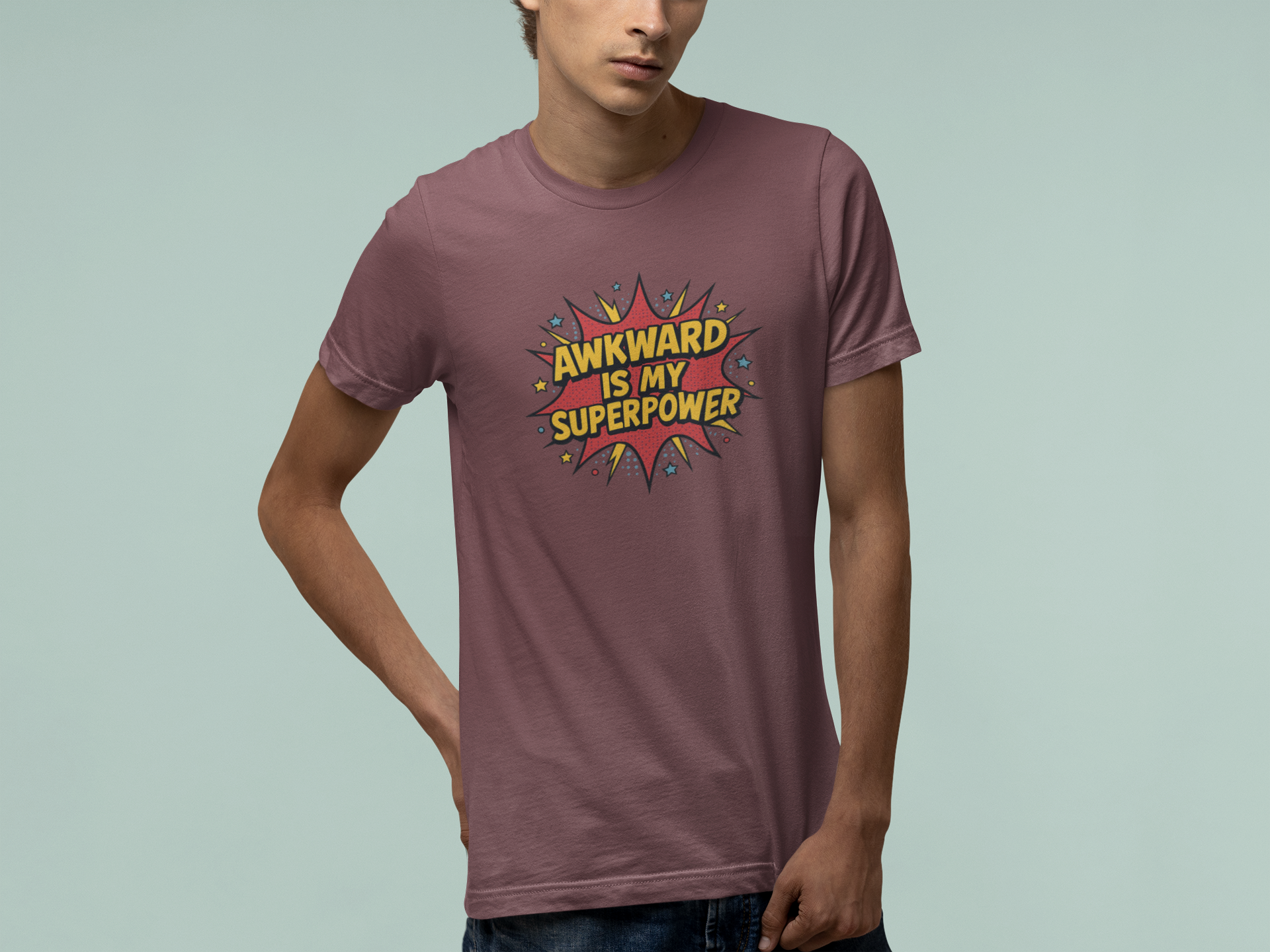 T-Shirt AWKWARD IS MY SUPERPOWER Comic Pop Art Introvert Graphic T-Shirt
